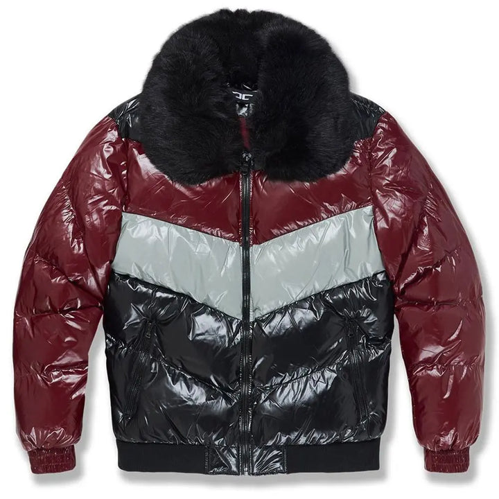 Jordan Craig Men Blocked Puffer Jacket(Burgundy)-Burgundy-Small-Nexus Clothing