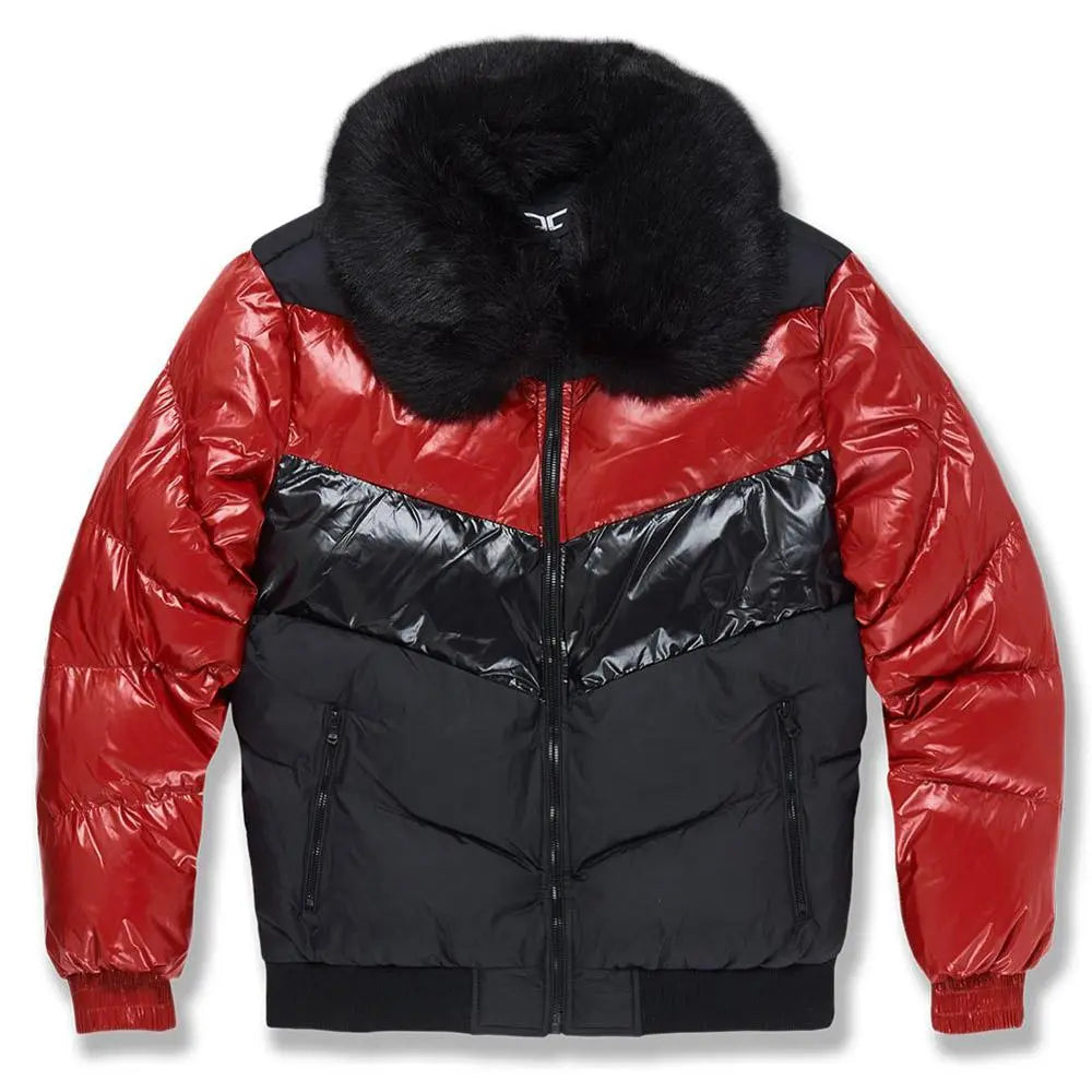 Jordan Craig Men Blocked Puffer Jacket(Crimson)-Crimson-Small-Nexus Clothing