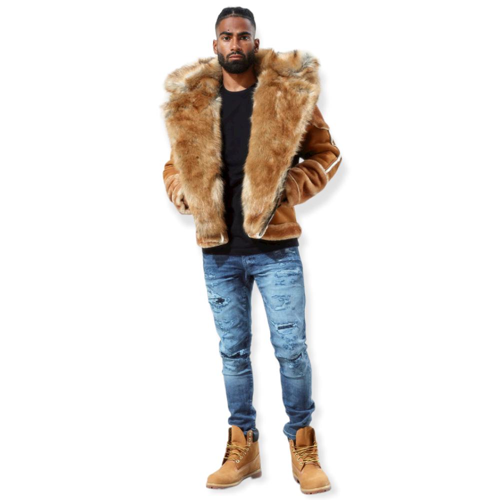 Jordan Craig Men EL Jefe Shearling Moto Jacket (Cognac)-Nexus Clothing