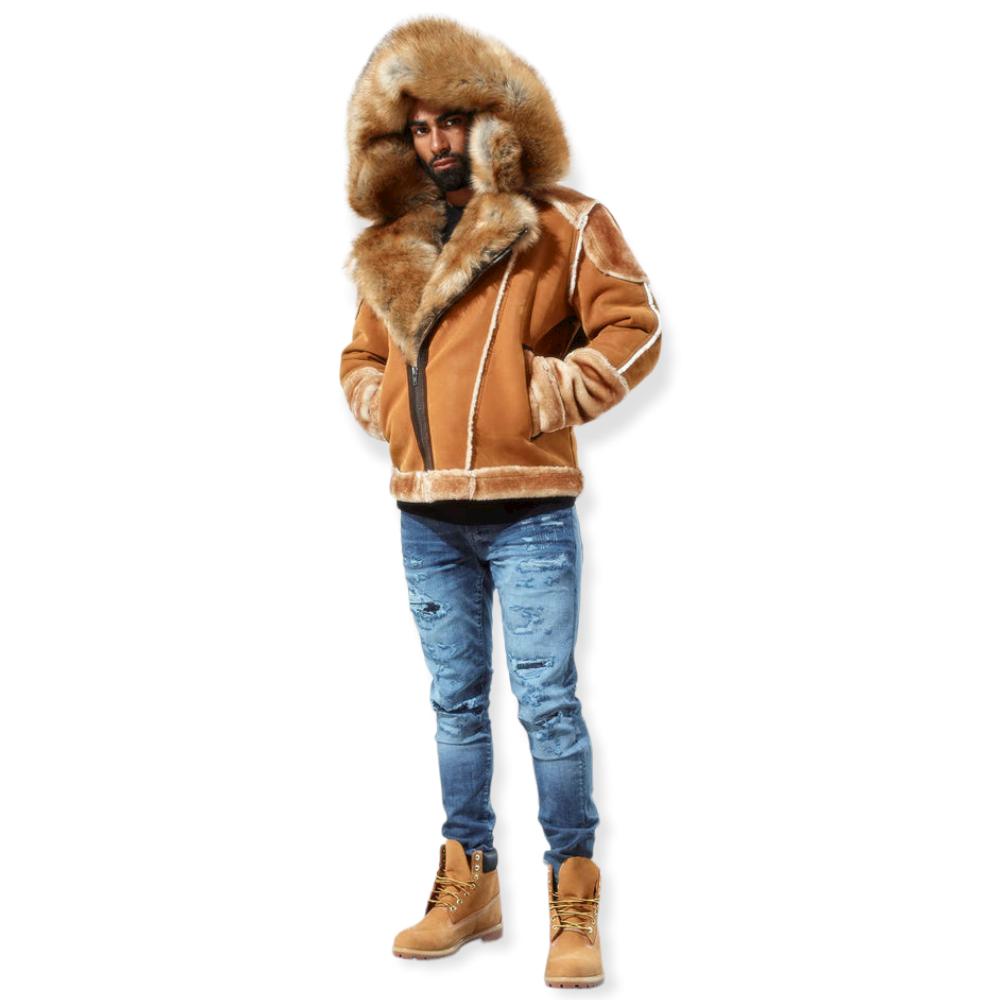 Jordan Craig Men EL Jefe Shearling Moto Jacket (Cognac)-Cognac-XXX-Large-Nexus Clothing