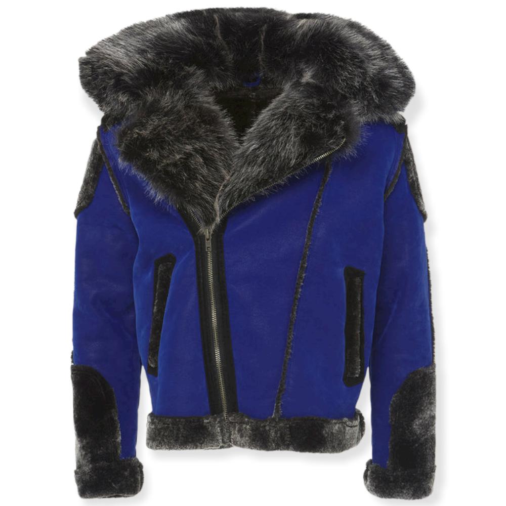 Jordan Craig Men EL Jefe Shearling Moto Jacket (Racer Blue)-Nexus Clothing