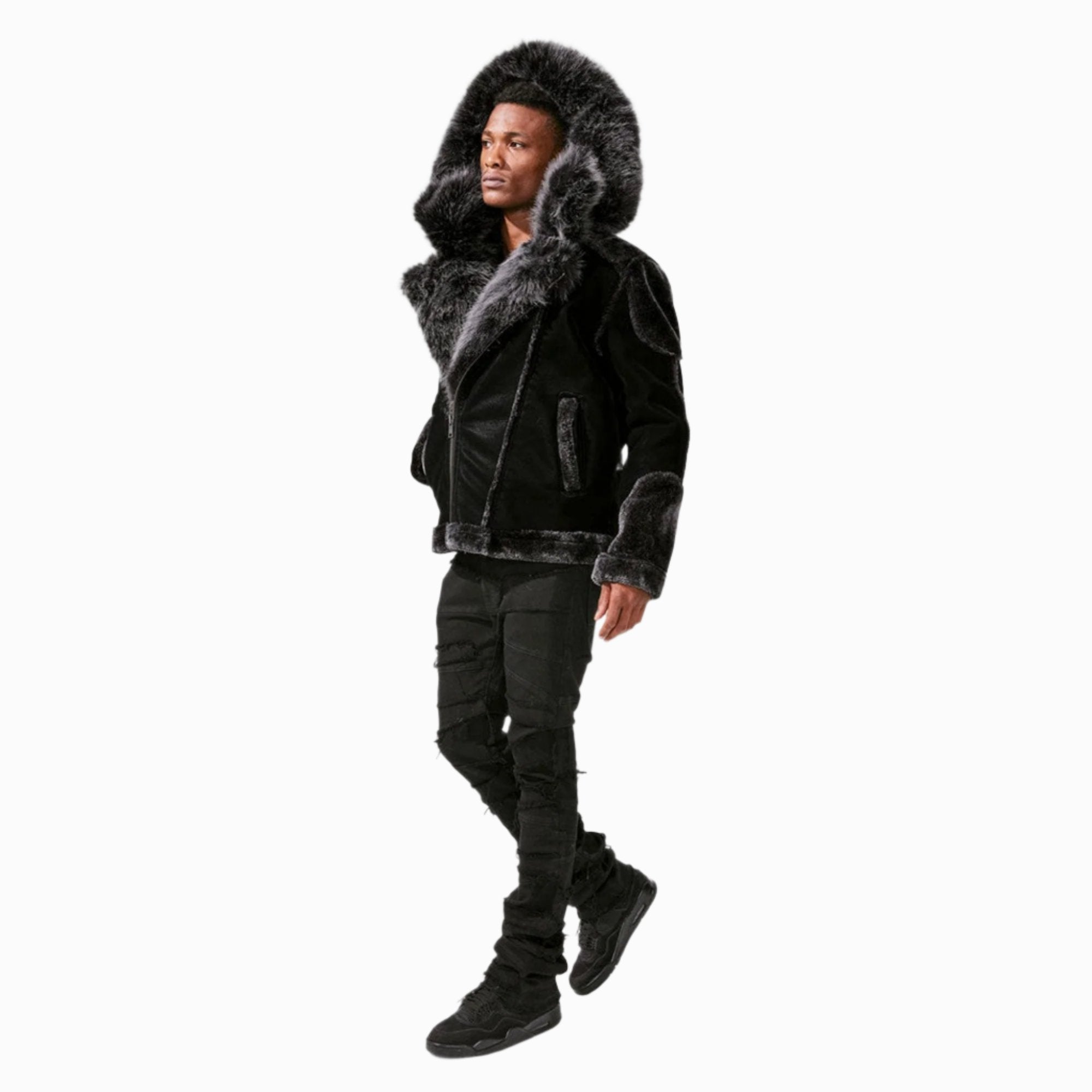 Jordan Craig Men El Jefe Shearling Moto Jackets (New Black)-Nexus Clothing