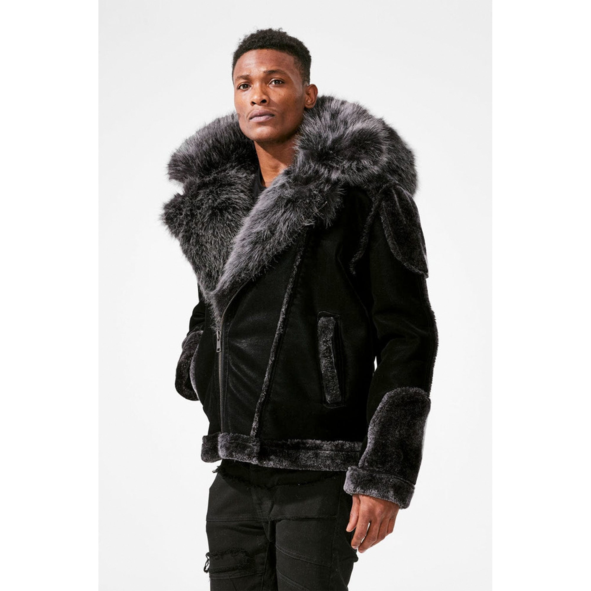 Jordan Craig Men El Jefe Shearling Moto Jackets (New Black)-Nexus Clothing