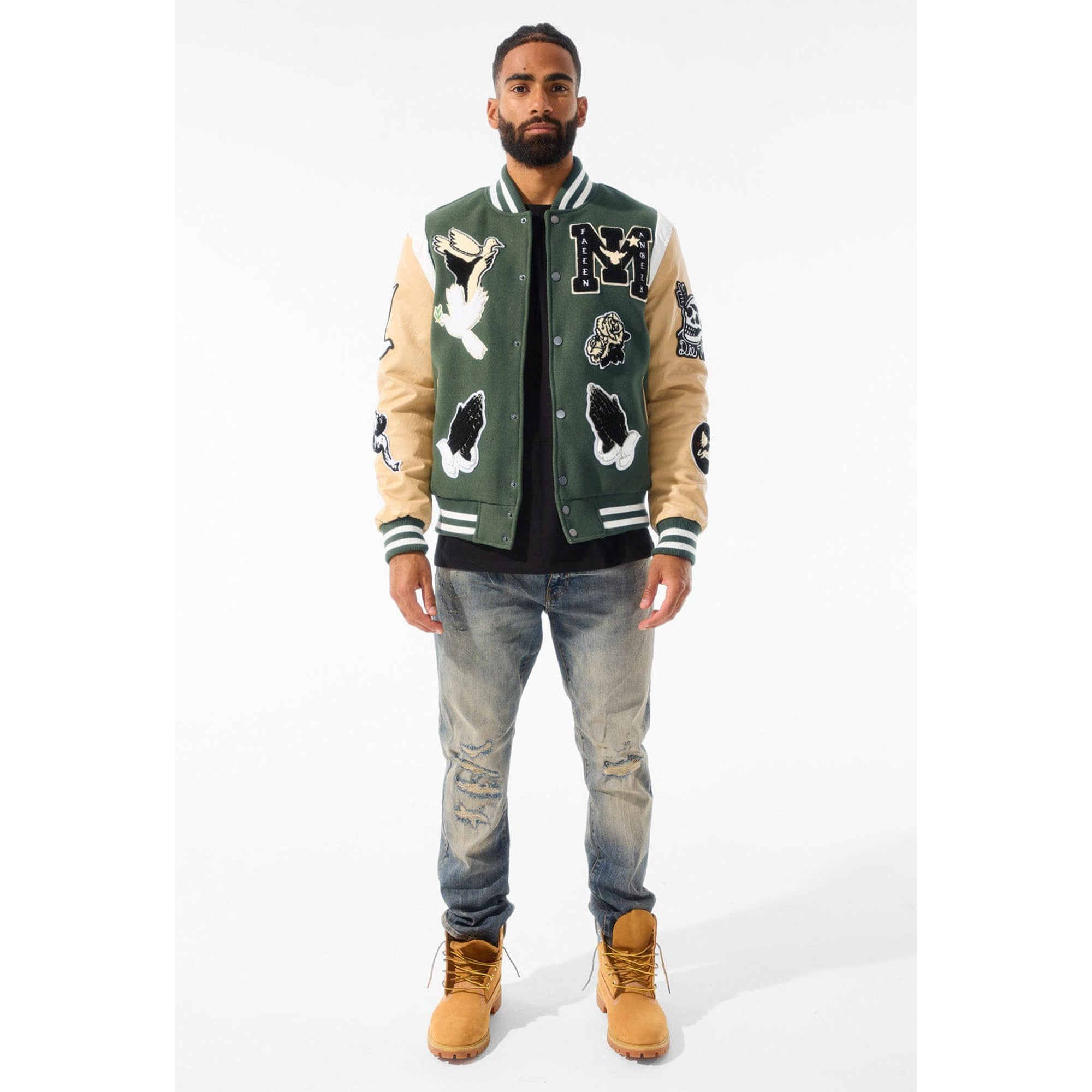 Jordan Craig Men Fallen Angels Varsity Jacket (Pine)-Nexus Clothing