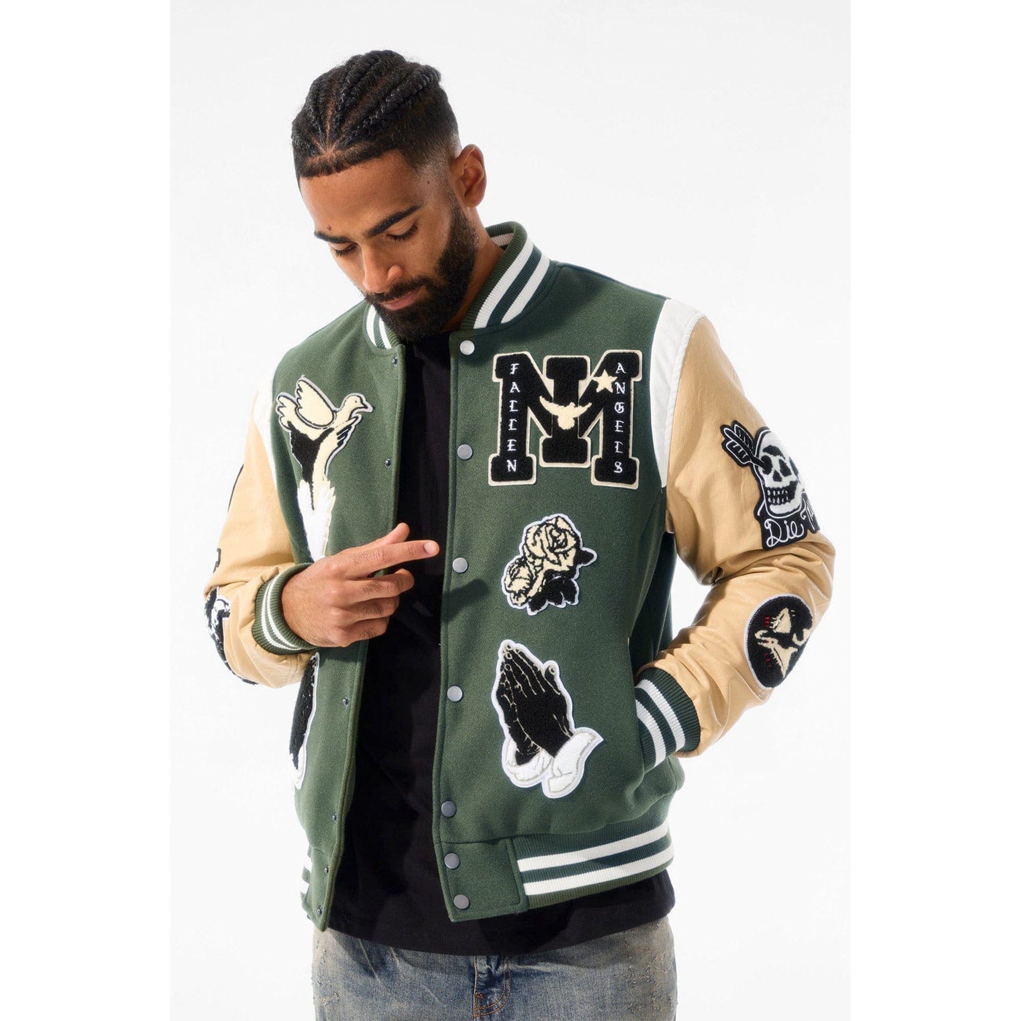 Jordan Craig Men Fallen Angels Varsity Jacket (Pine)-Nexus Clothing