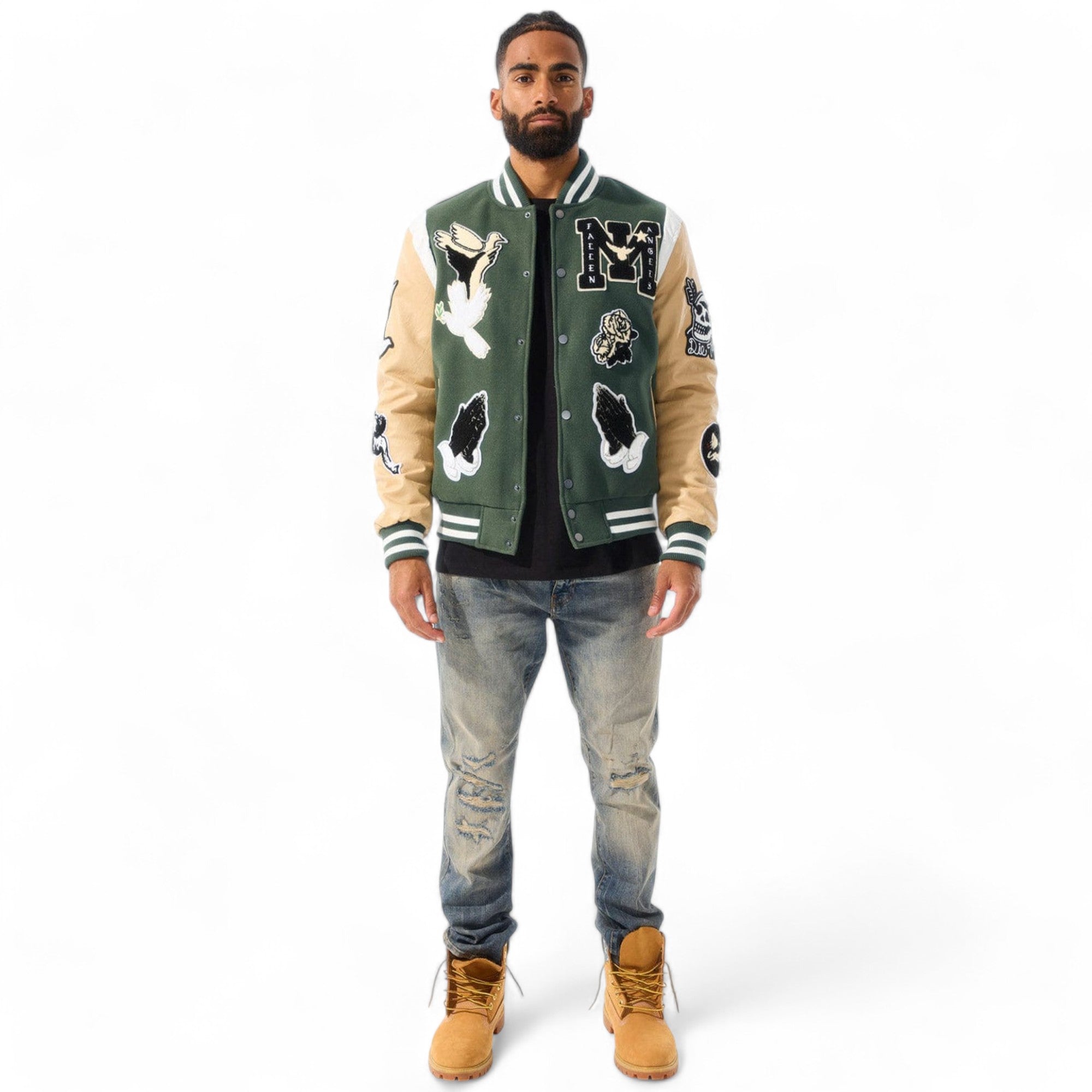 Jordan Craig Men Fallen Angels Varsity Jacket (Pine)-Nexus Clothing