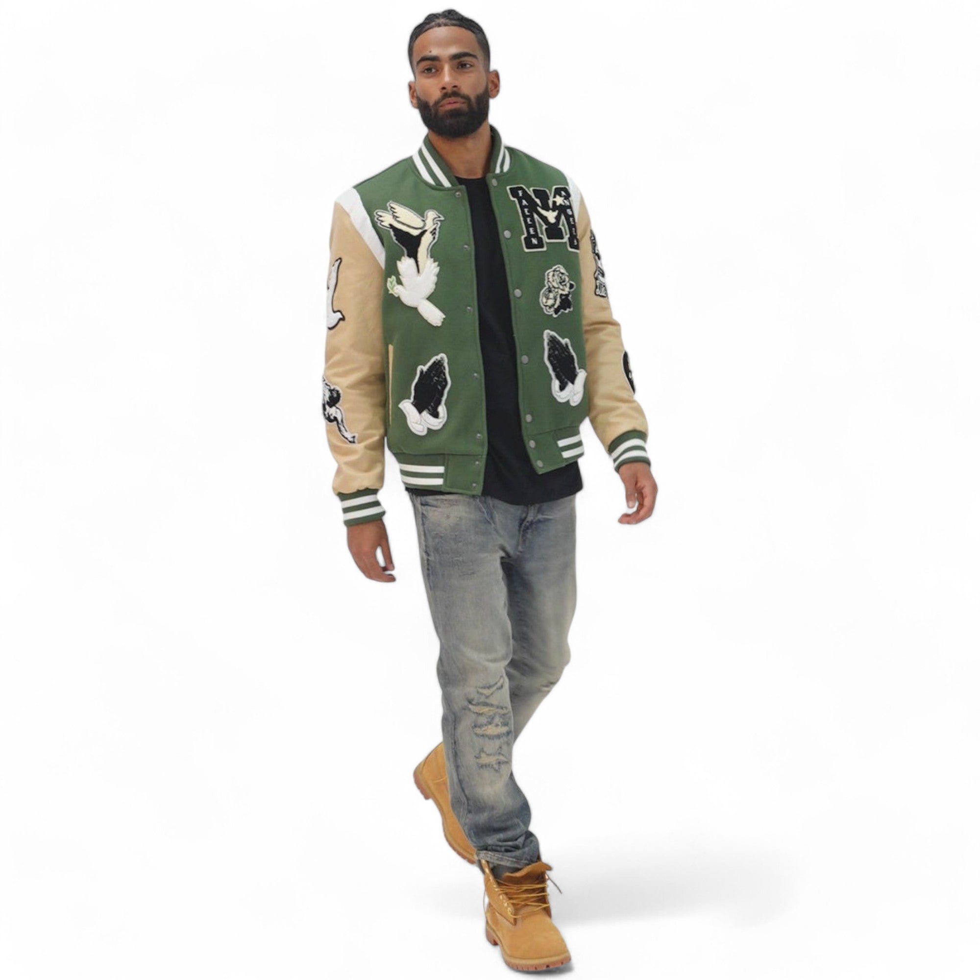 Jordan Craig Men Fallen Angels Varsity Jacket (Pine)-Nexus Clothing