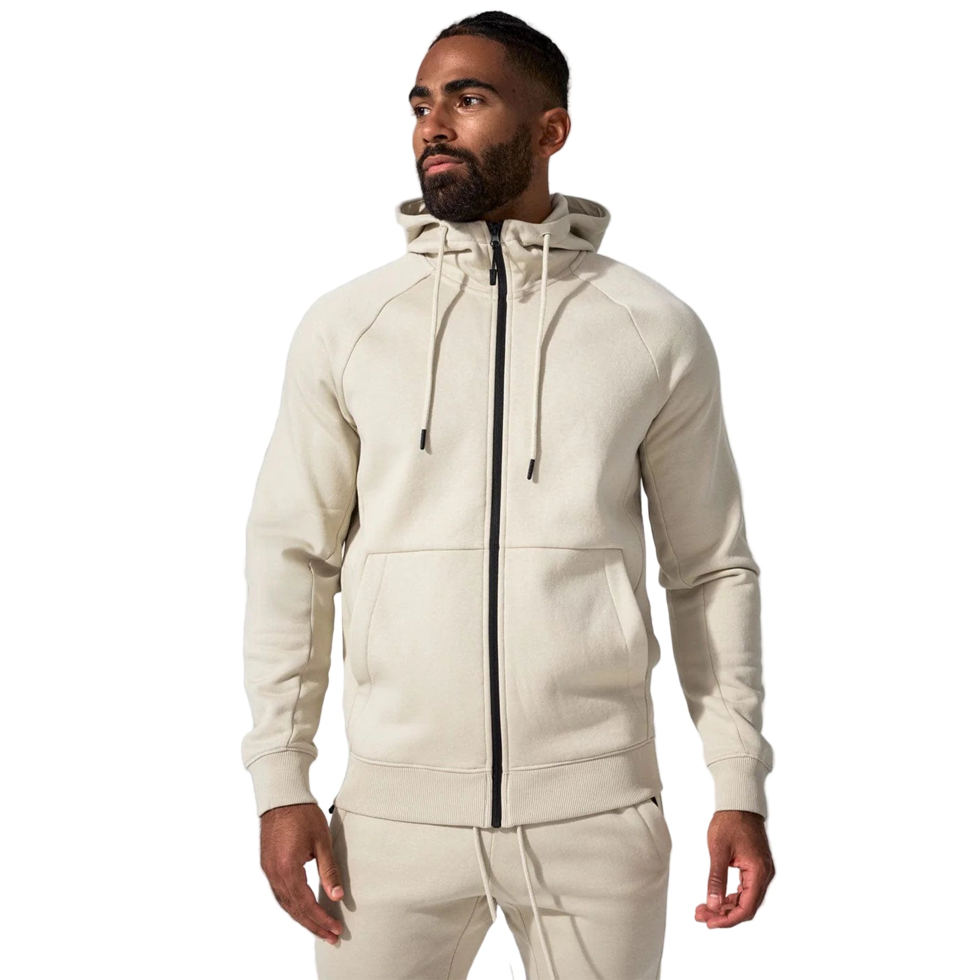 Jordan Craig Men Fleece Zip-up Hoodie (Taupe Cream)