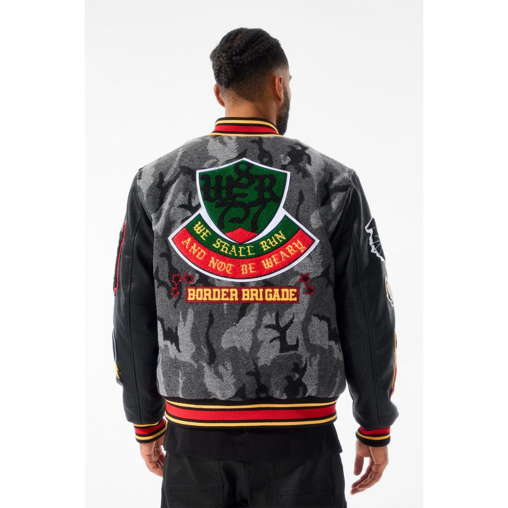 Jordan Craig Men Hellcat Varsity Jacket (Black Camo)-Nexus Clothing