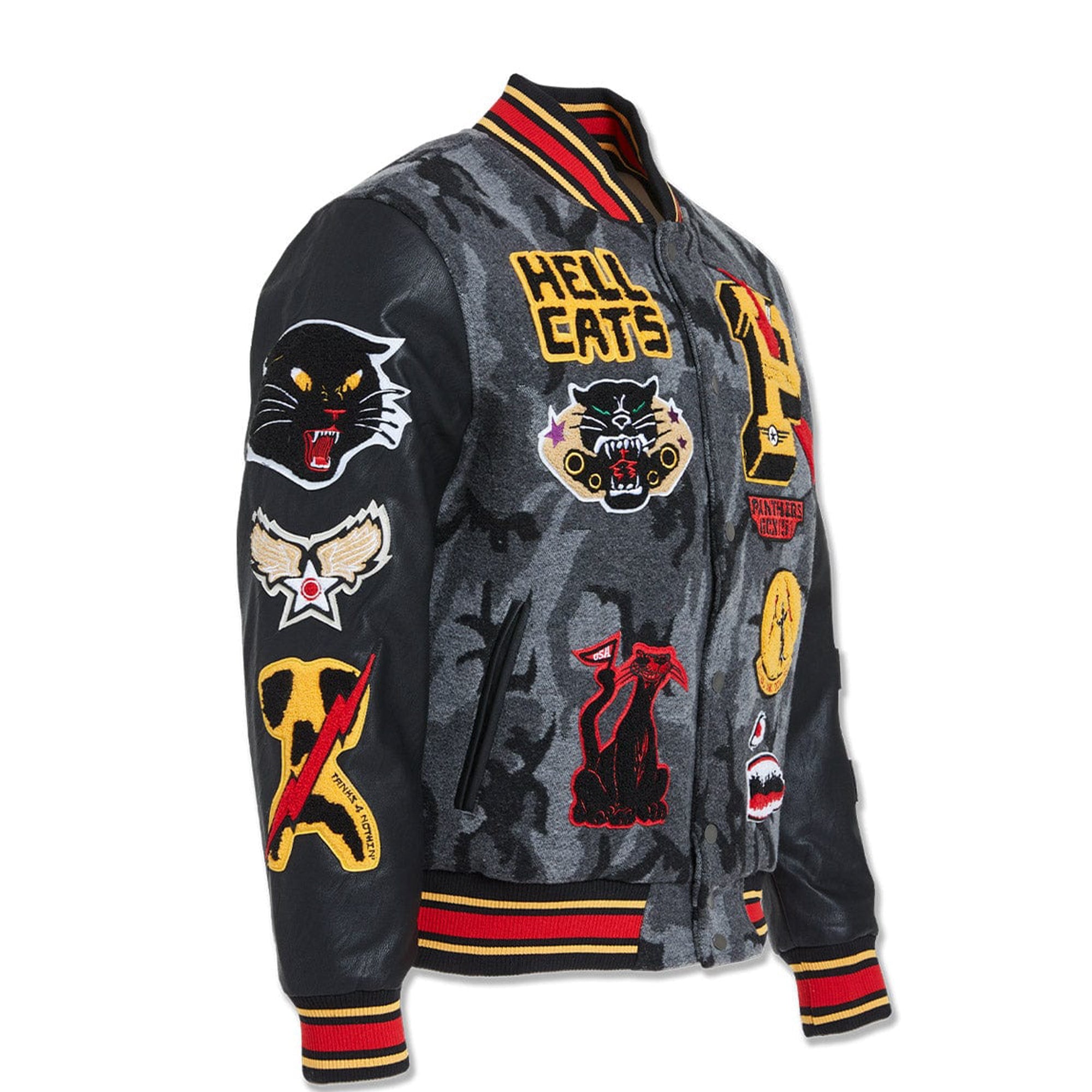 Jordan Craig Men Hellcat Varsity Jacket (Black Camo)-Nexus Clothing