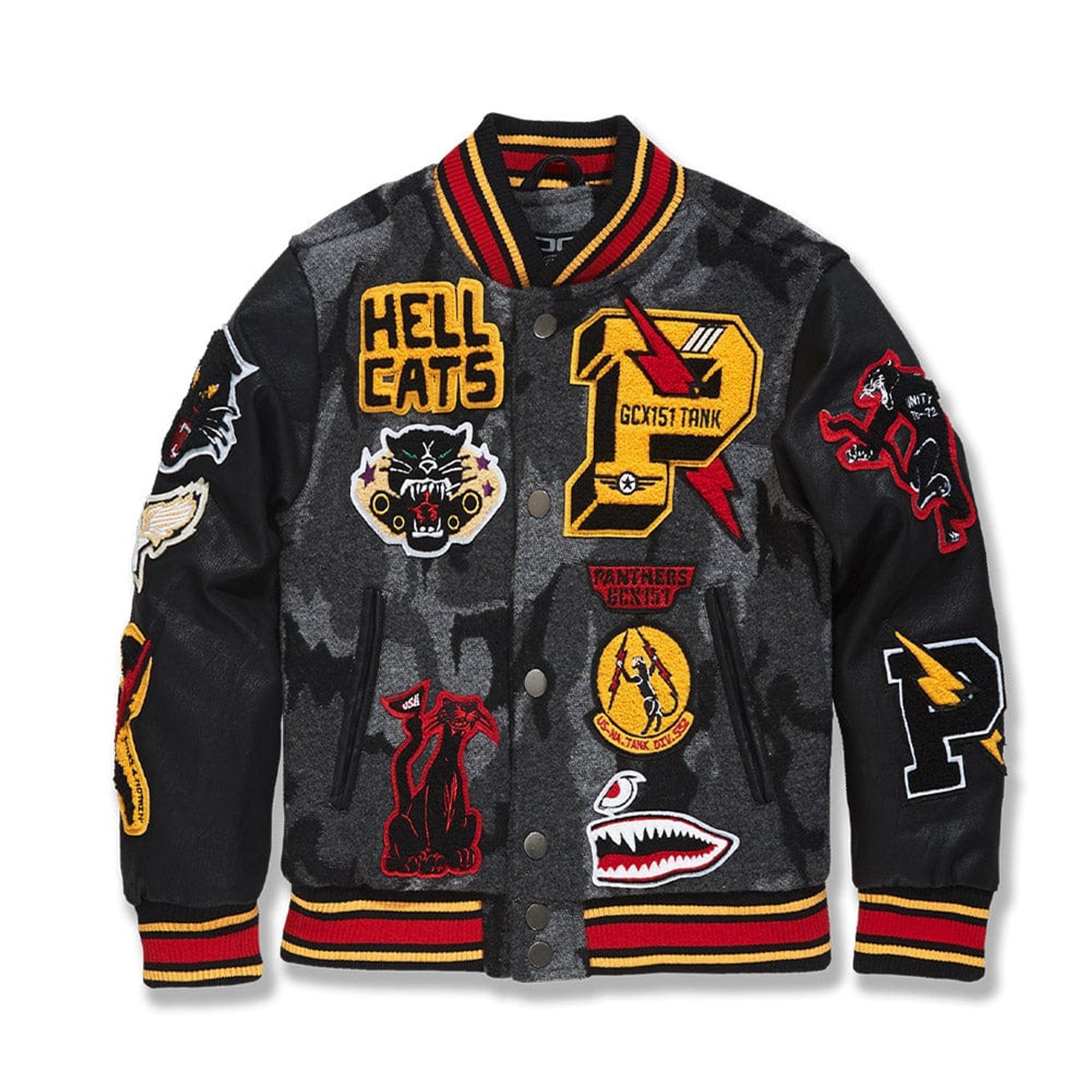 Jordan Craig Men Hellcat Varsity Jacket (Black Camo)-Black Camo-Small-Nexus Clothing