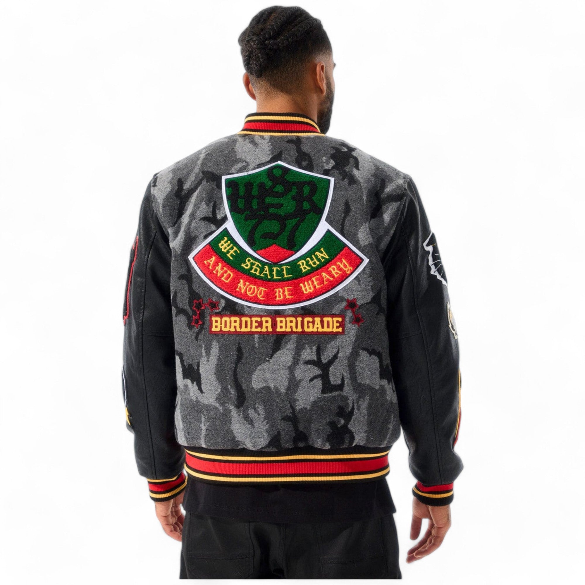 Jordan Craig Men Hellcat Varsity Jackets (Black Camo)-Nexus Clothing