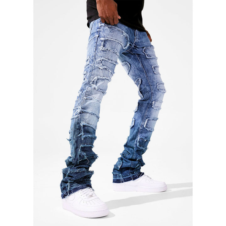 Jordan Craig Men Martin Stacked Python Jeans (Blue Wave)-Nexus Clothing