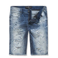 Jordan Craig Men OG Arlington Denim Short with Shreds (Deep Blue)