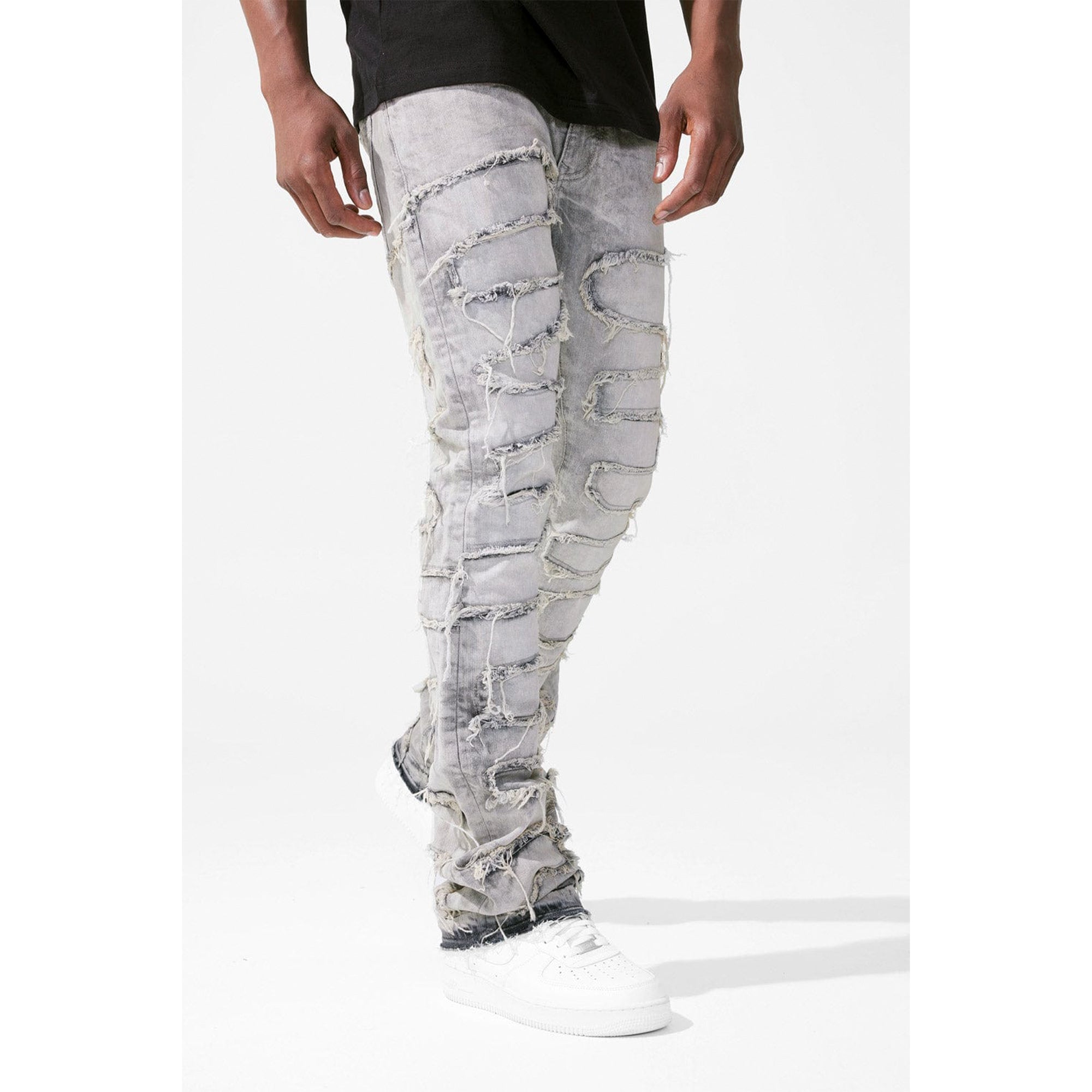 Jordan Craig Men Python Denim Stacked Jeans (Bone White)-Nexus Clothing