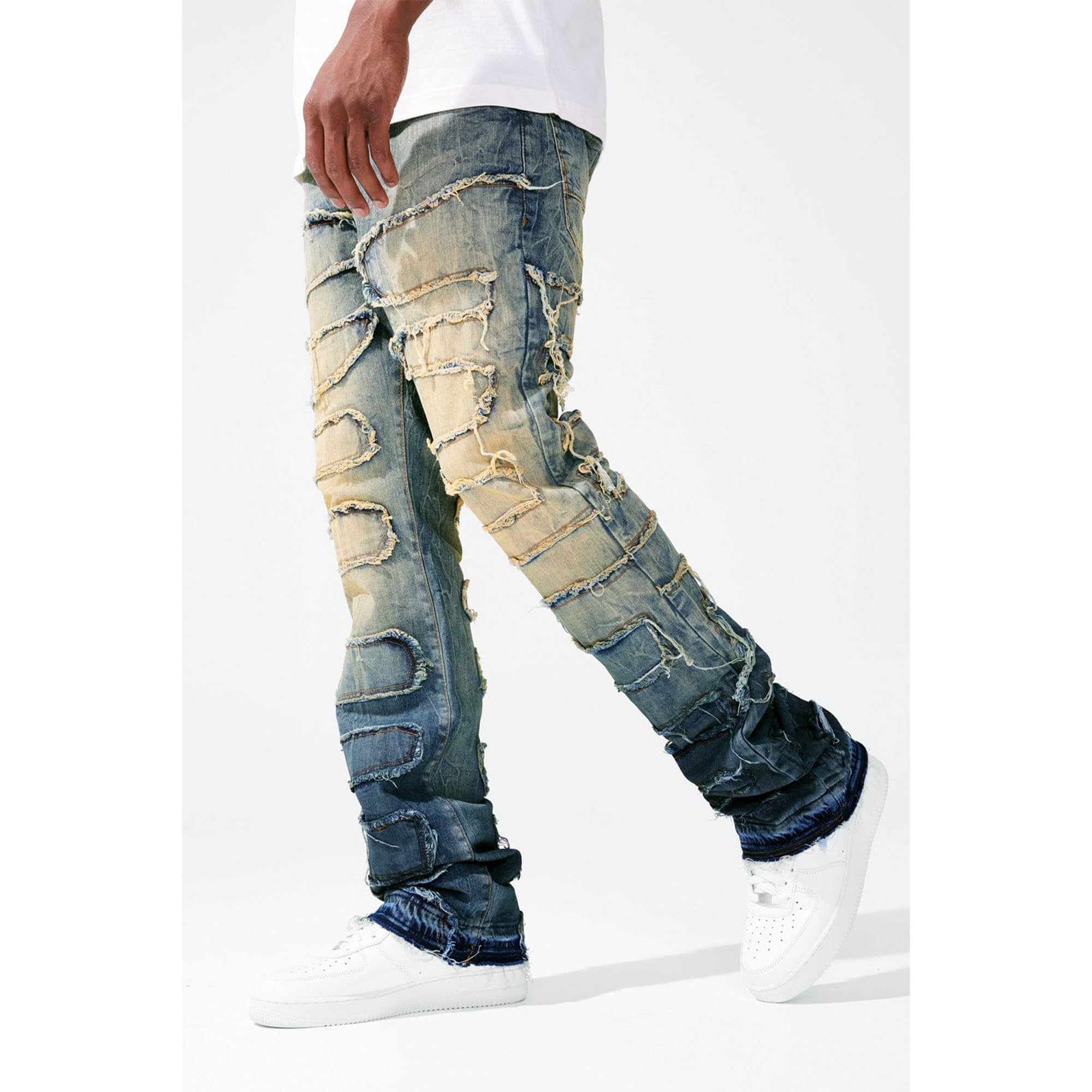 Jordan Craig Men Python Denim Stacked Jeans (Vintage)-Nexus Clothing