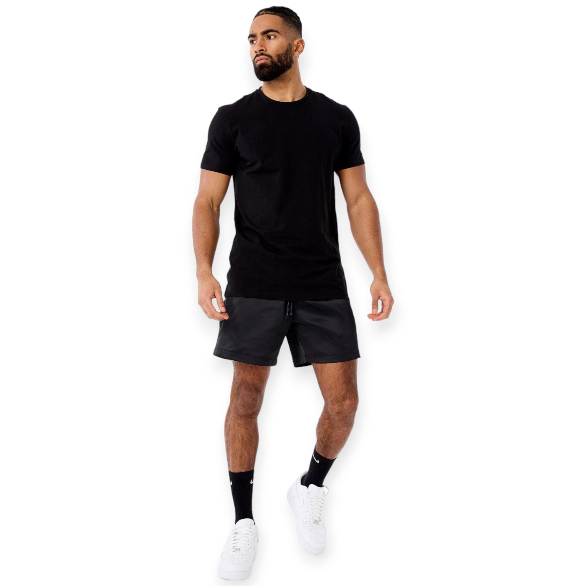 Jordan Craig Men Quarter Zip Nylon Short (Black)-Nexus Clothing
