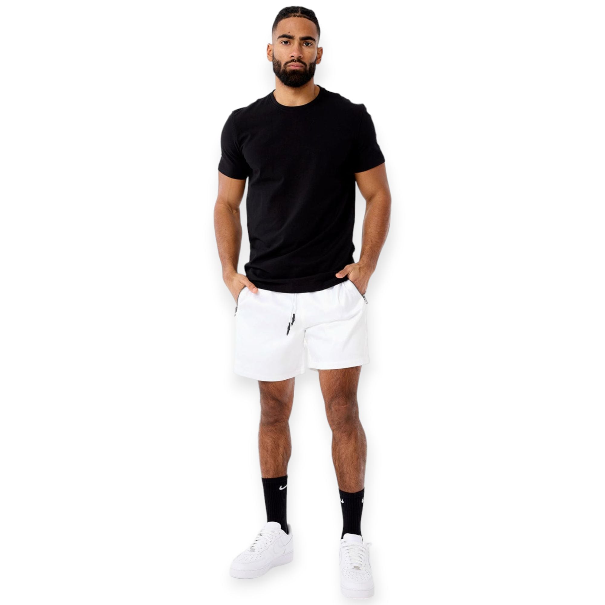 Jordan Craig Men Quarter Zip Nylon Short (White)-Nexus Clothing