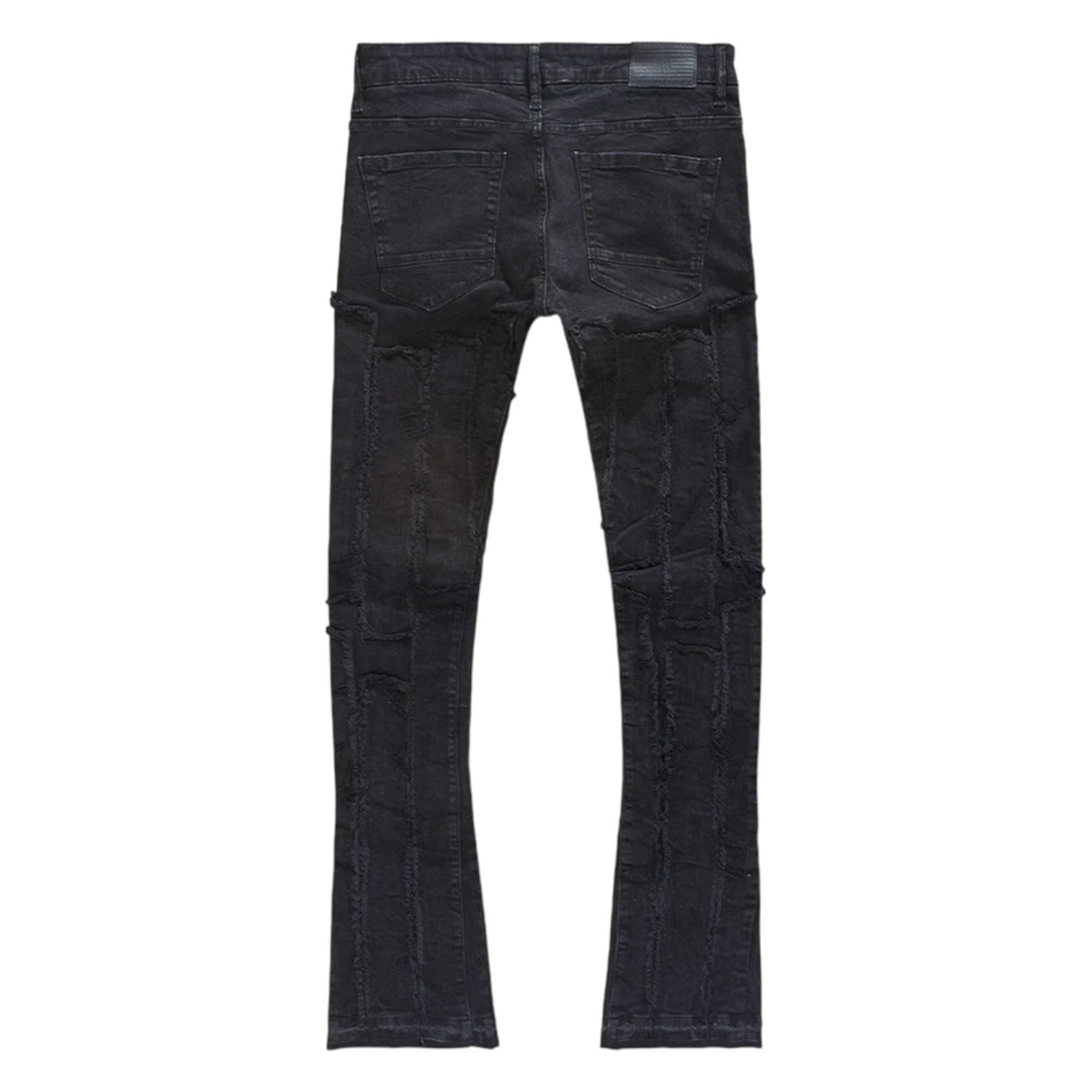 Jordan Craig Men Raw Edge Fabric Jeans (Jet Black) 2
