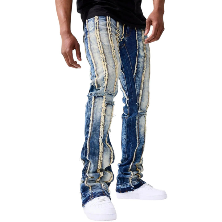 Jordan Craig Men Raw Edge Fabric Jeans (Studio Blue)-Nexus Clothing