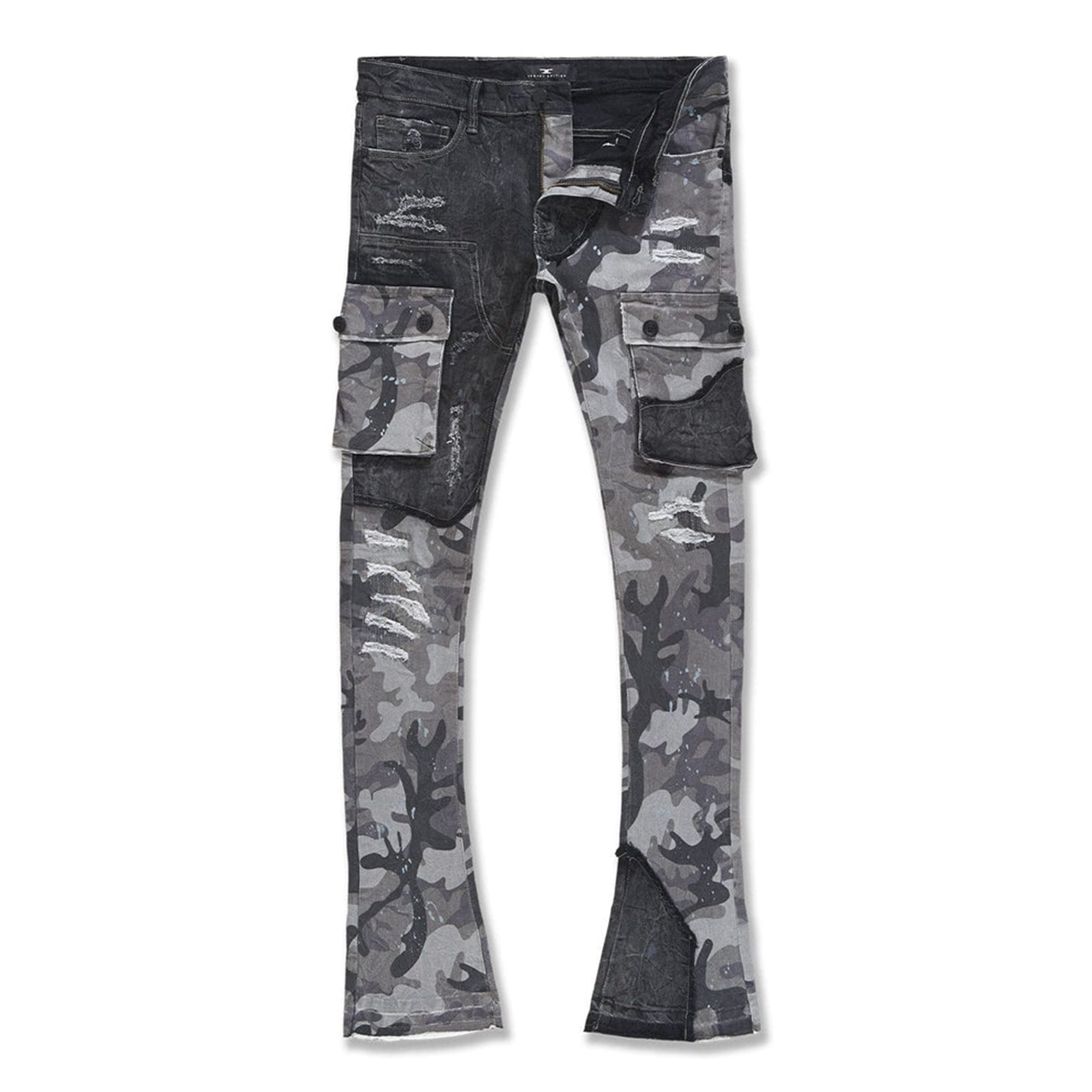 Jordan Craig Men Ross Stacked Platoon Jeans (Black Camo)-Black Camo-32W x 36L-Nexus Clothing