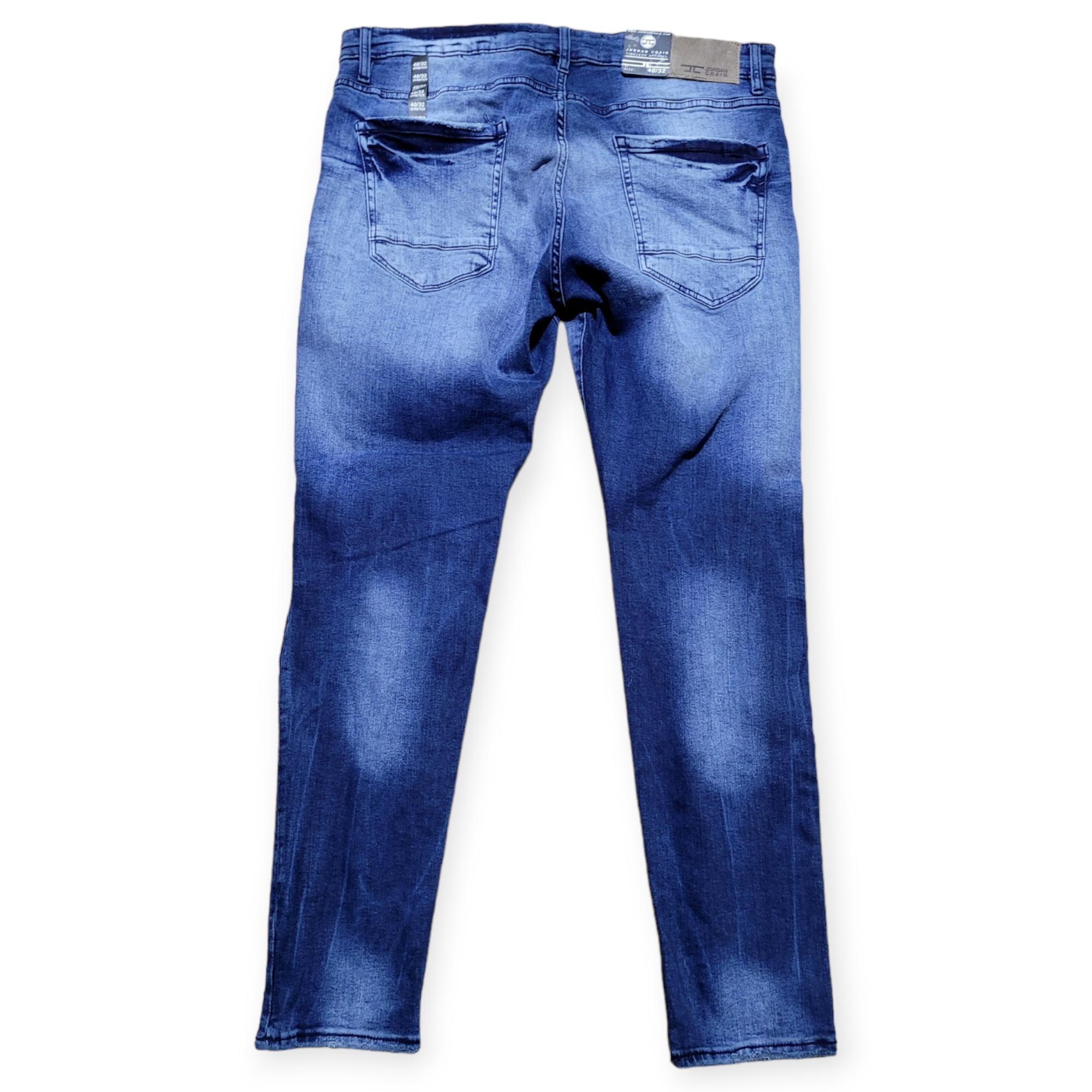 Jordan Craig Men Ross With Shreds Jeans (Deep Blue)