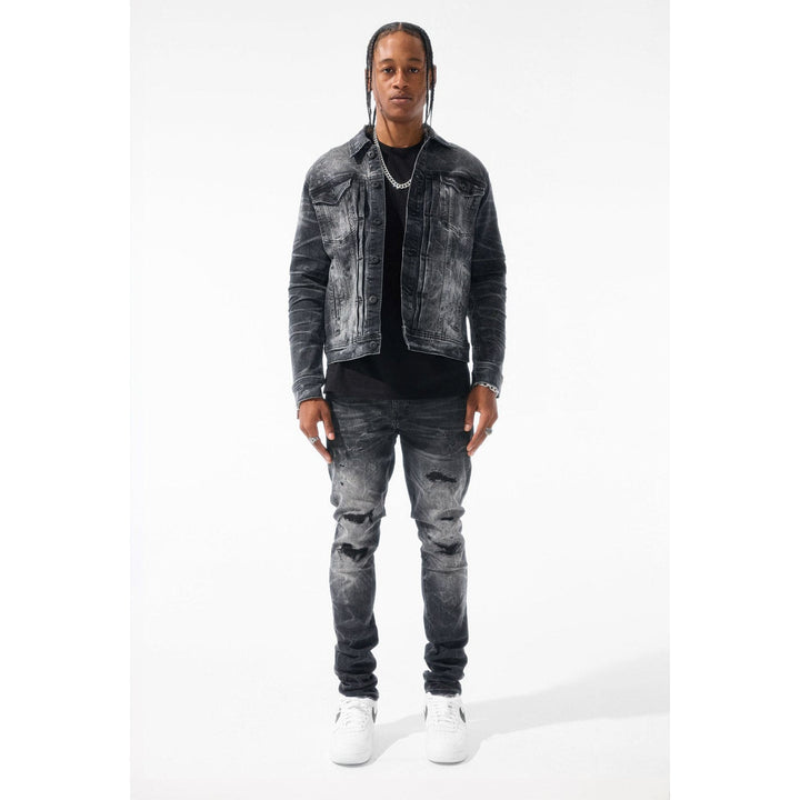 Jordan Craig Men Sean Fit with Shreds Jeans (Black Shadow)-Nexus Clothing