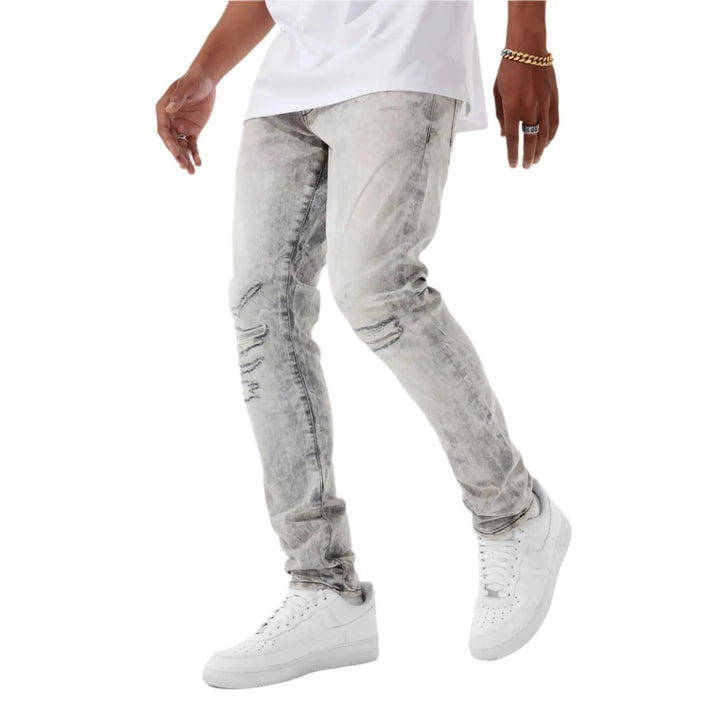 Jordan Craig Men Sean Knee Shreds Jeans (Bone White)-Nexus Clothing