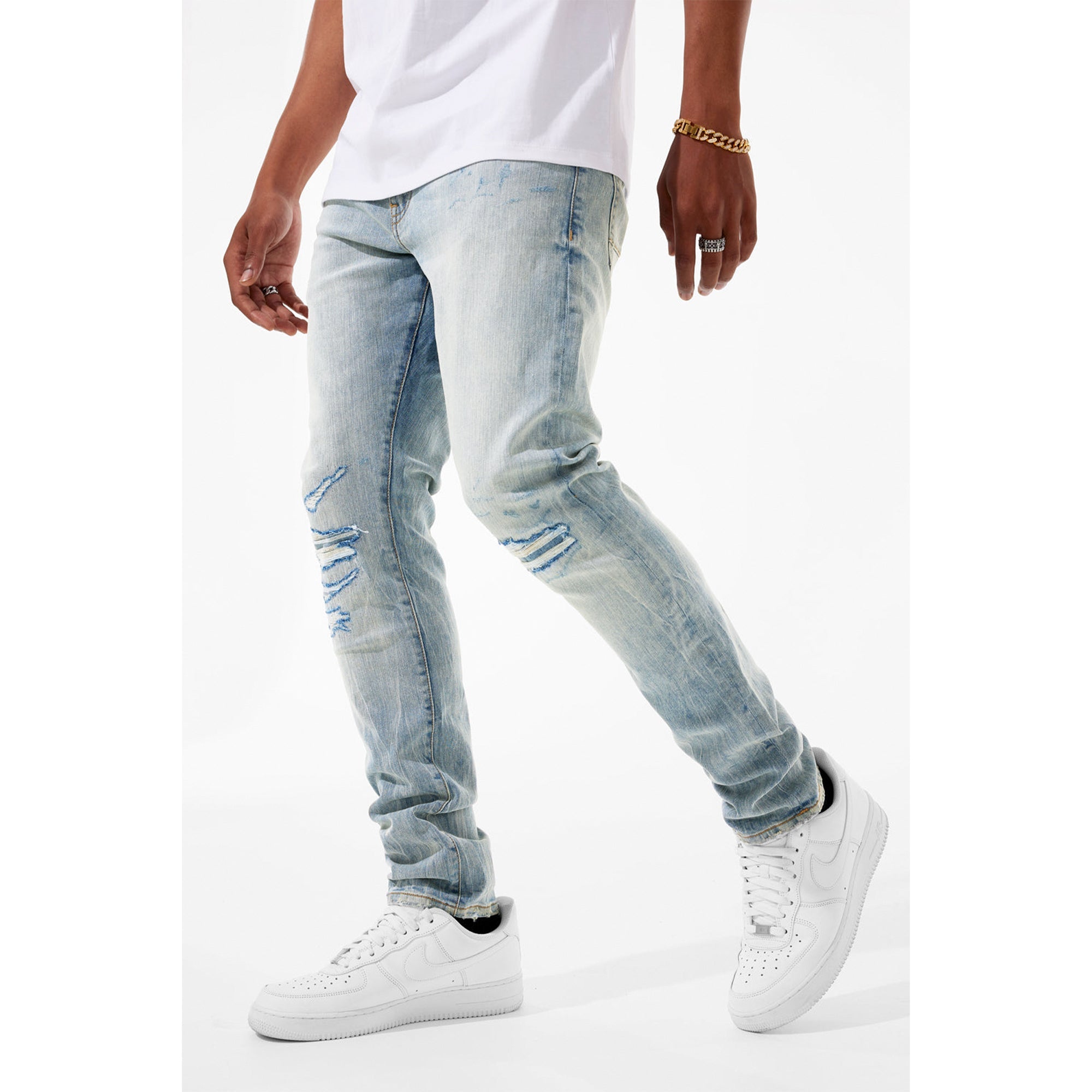 Jordan Craig Men Sean Knee Shreds Jeans (Iced Lager)-Nexus Clothing