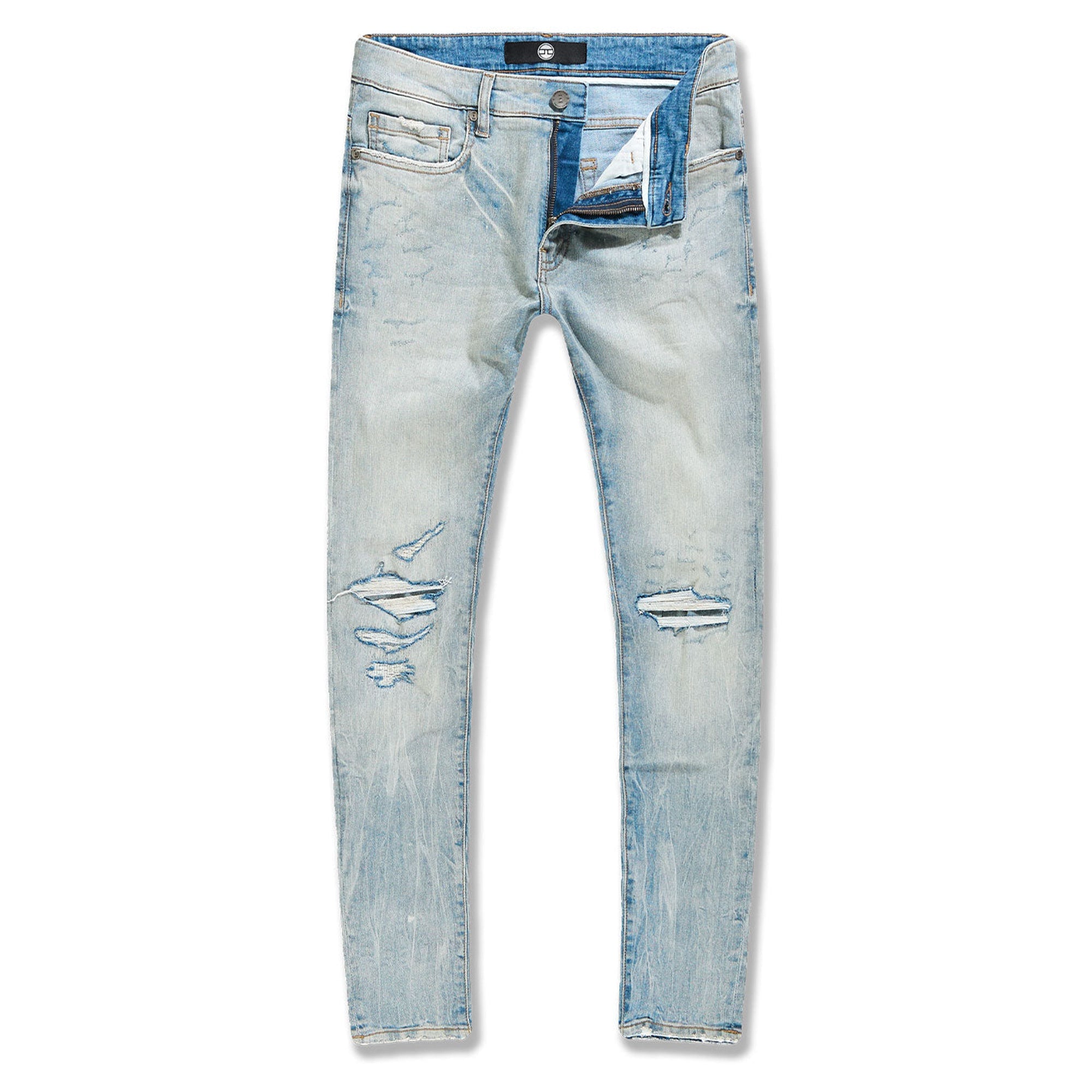 Jordan Craig Men Sean Knee Shreds Jeans (Iced Lager)-Iced Lager-32W X 32L-Nexus Clothing