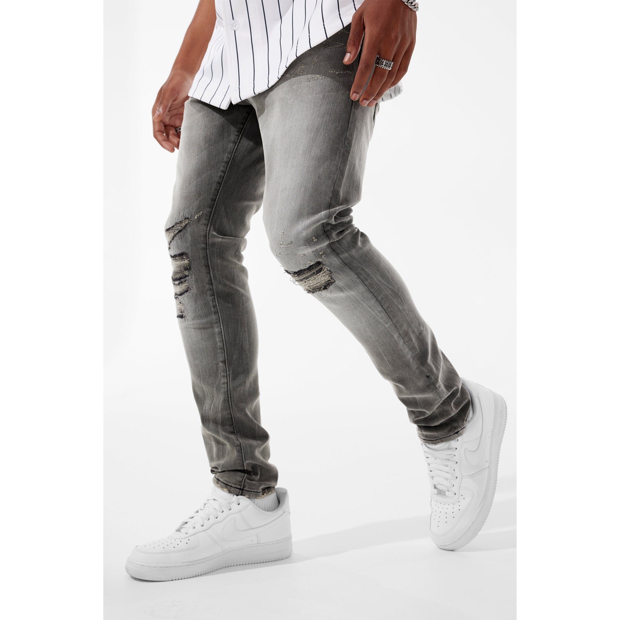 Jordan Craig Men Sean Knee Shreds Jeans (Smoked Grey)-Nexus Clothing