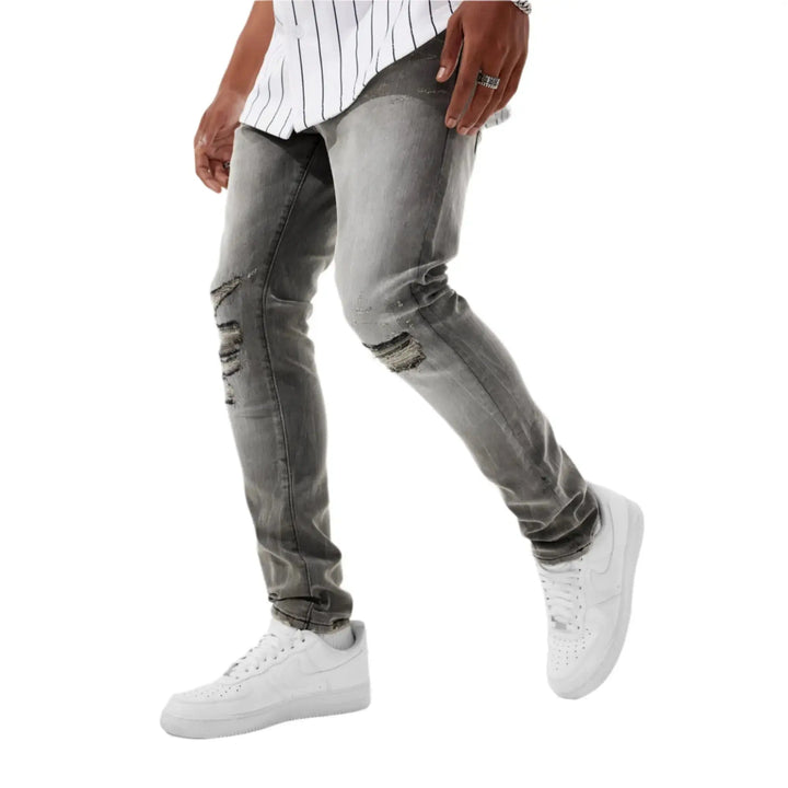 Jordan Craig Men Sean Knee Shreds Jeans (Smoked Grey)-Nexus Clothing