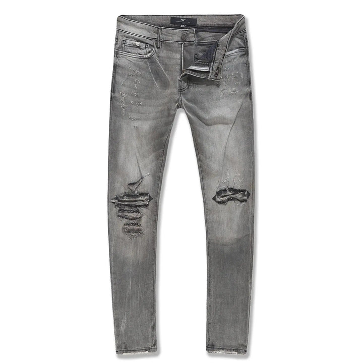 Jordan Craig Men Sean Knee Shreds Jeans (Smoked Grey)-Smoked Grey-32W X 32L-Nexus Clothing