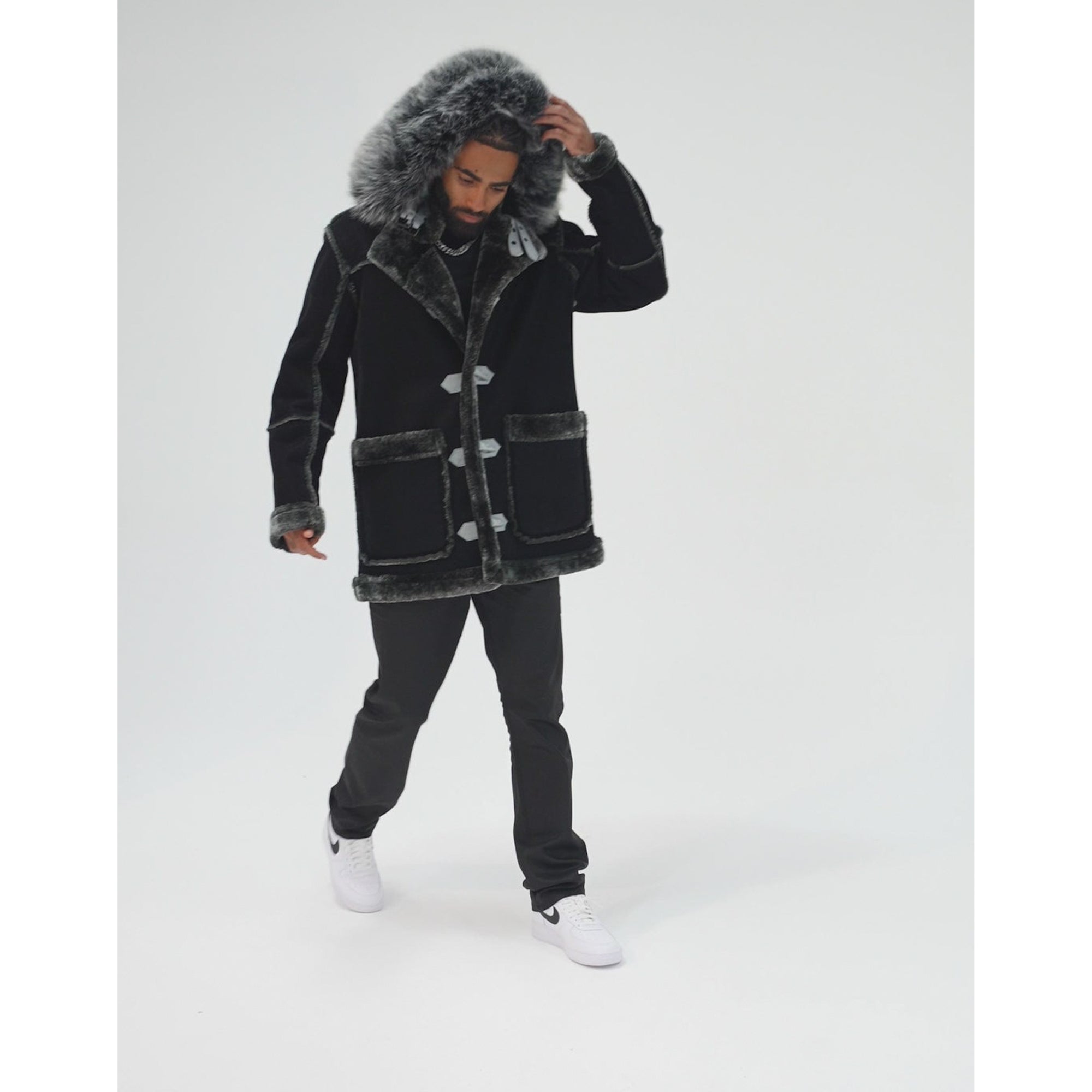 Jordan Craig Men Shearling Coat Long (Atmosphere Grey)-Nexus Clothing