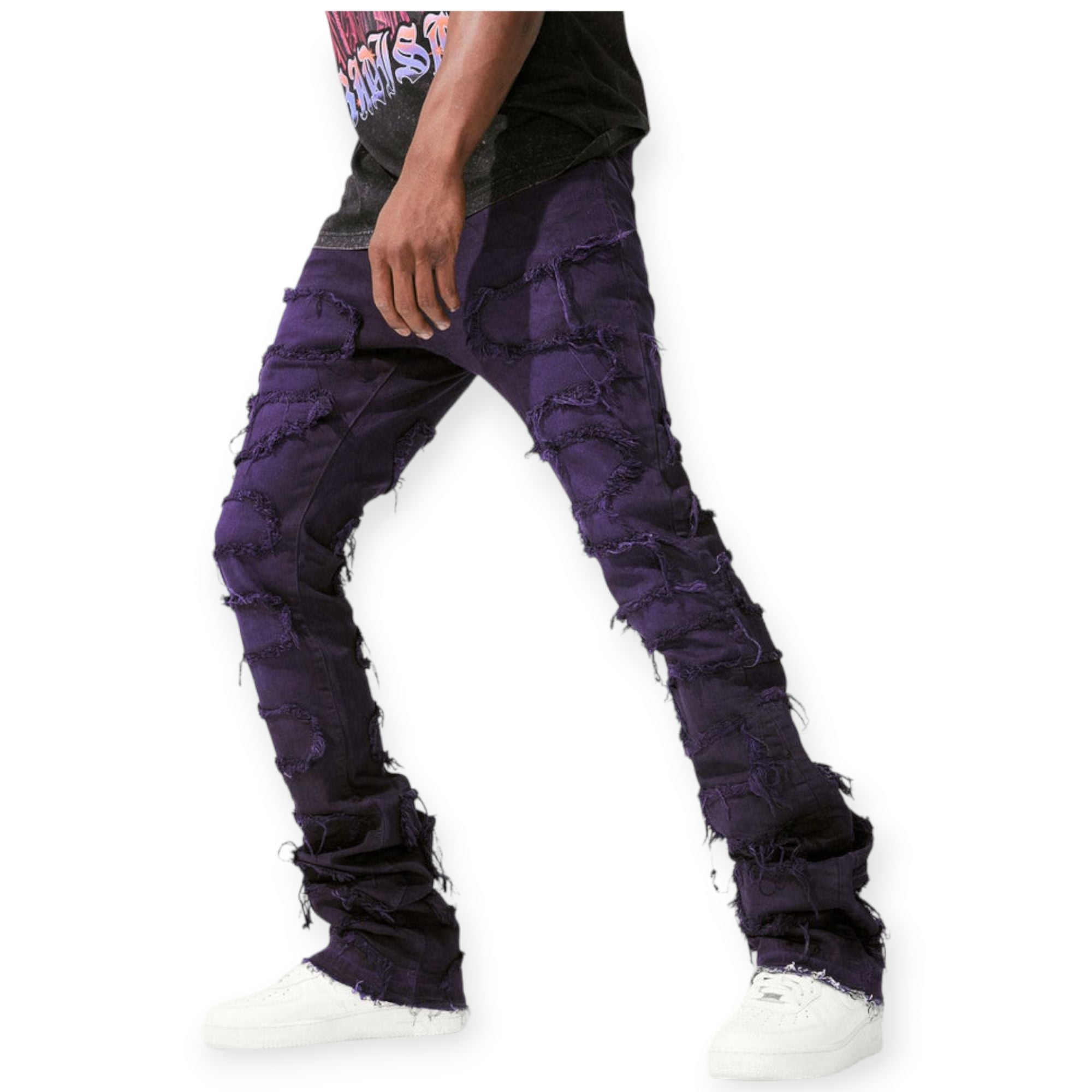 Jordan Craig Men Stacked Denim Jeans (Purple)-Nexus Clothing