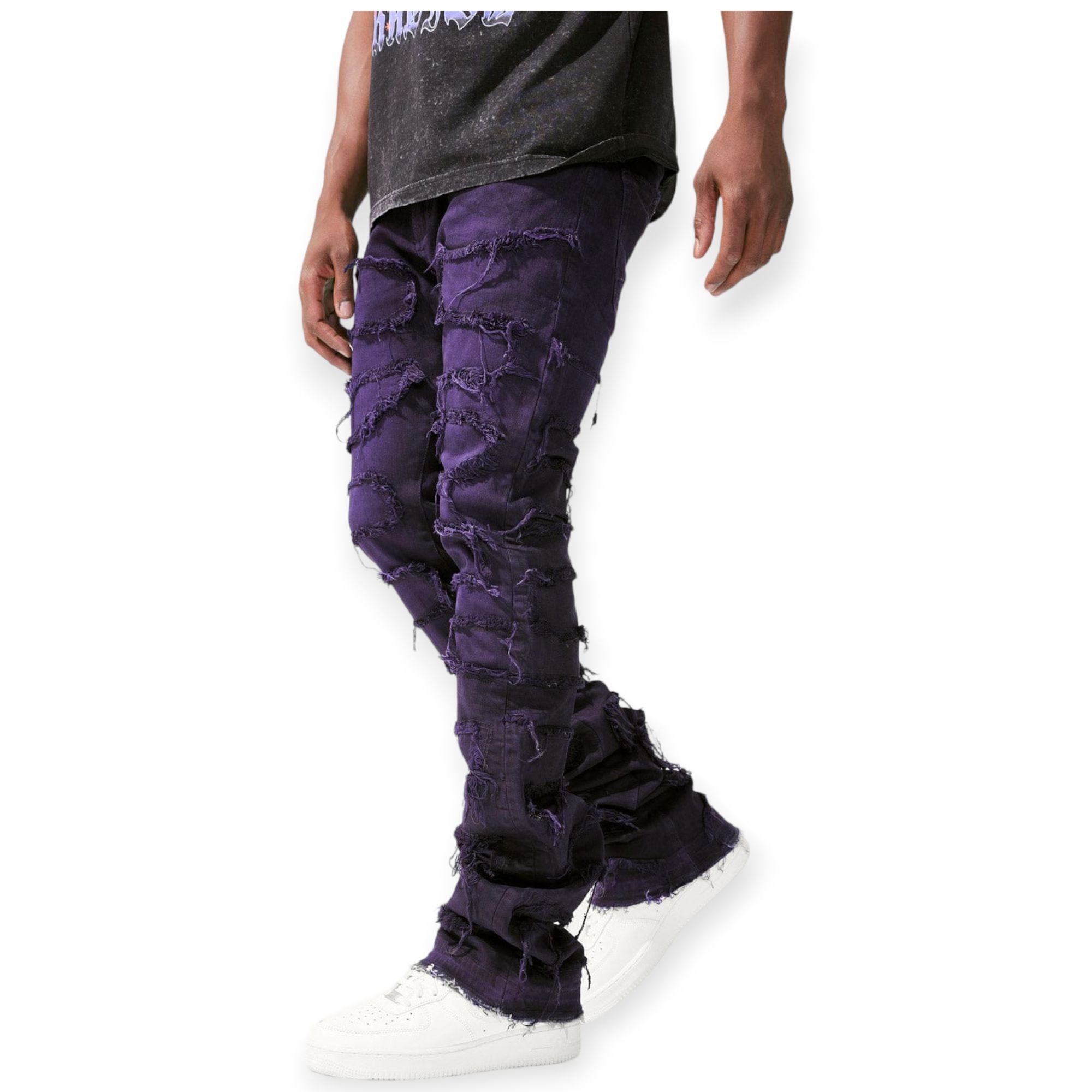 Jordan Craig Men Stacked Denim Jeans (Purple)-Nexus Clothing
