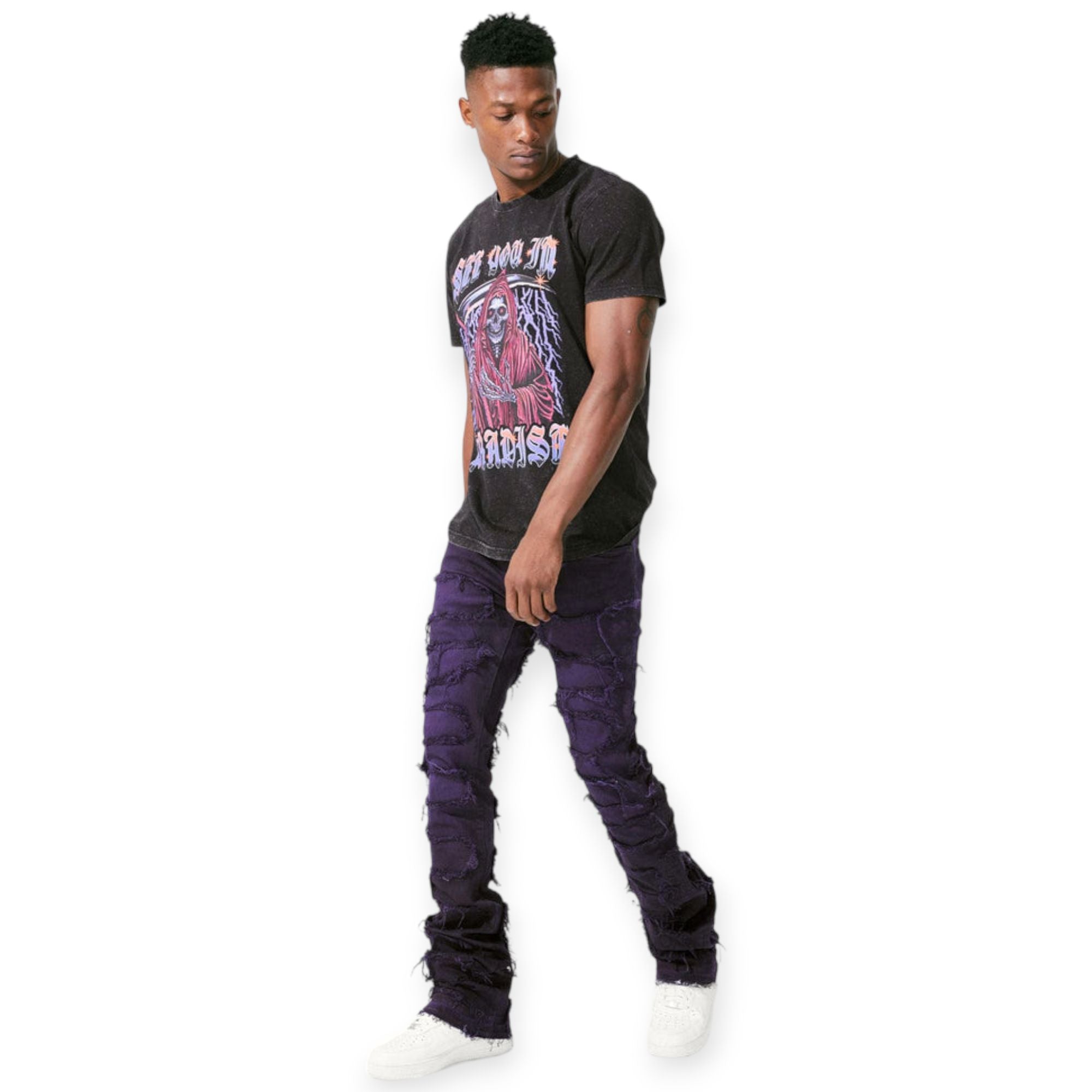 Jordan Craig Men Stacked Denim Jeans (Purple)-Purple-28W X 42L-Nexus Clothing