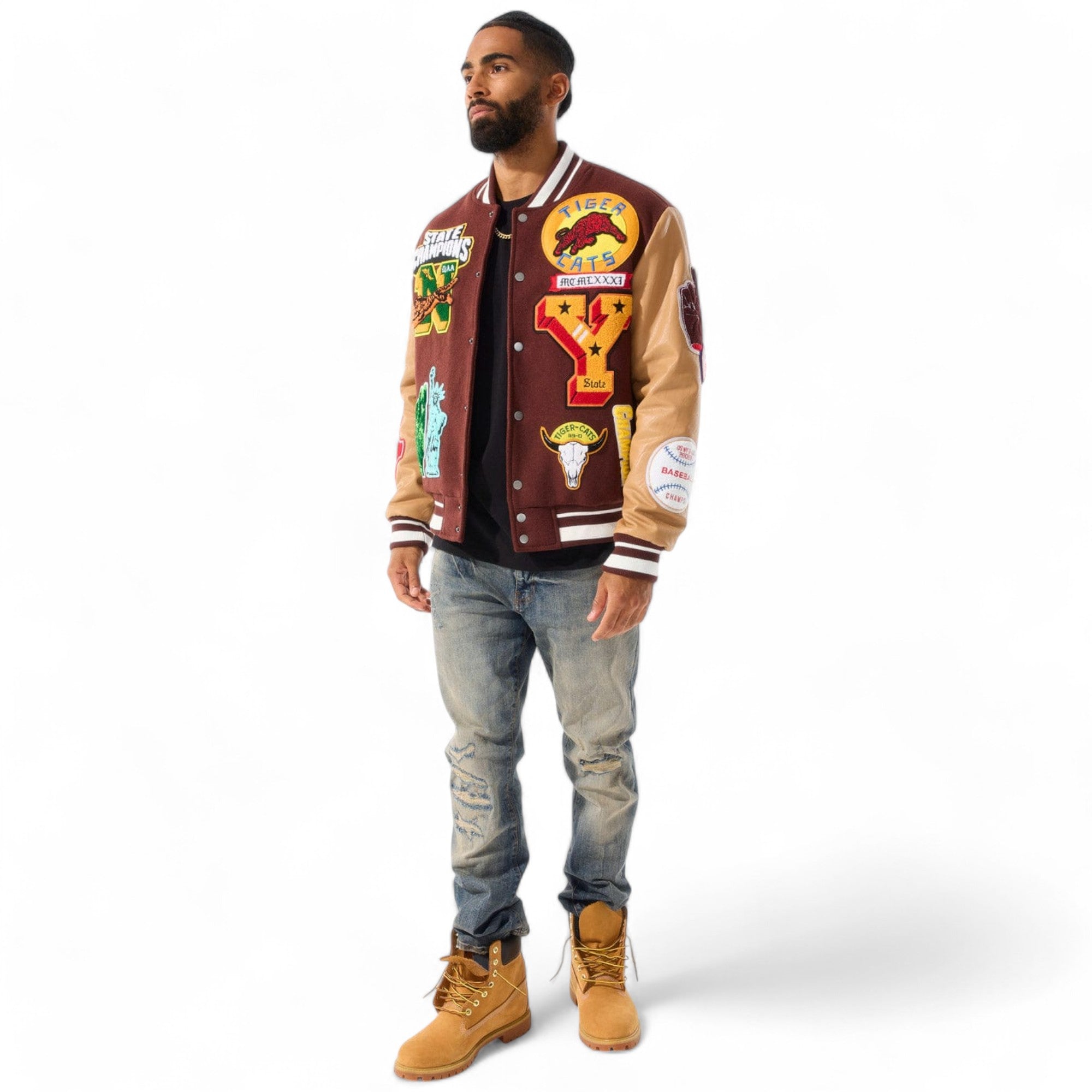 Jordan Craig Men Varsity Jacket Empire City (Ruby)-Nexus Clothing