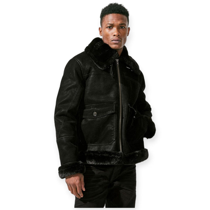 Jordan Craig Men Vienna Fur Bomber Jackets (Black)-Nexus Clothing