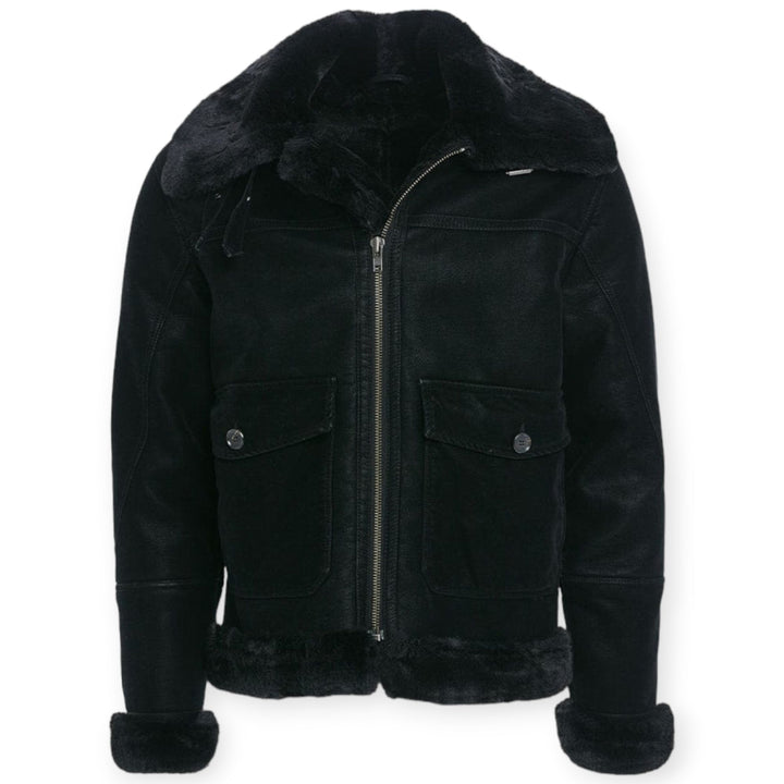 Jordan Craig Men Vienna Fur Bomber Jackets (Black)-Black-Small-Nexus Clothing