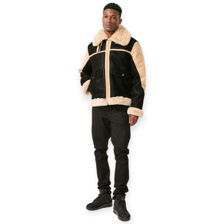 Jordan Craig Men Vienna Fur Bomber Jackets (Black Coffee)-Nexus Clothing