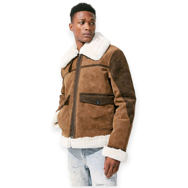 Jordan Craig Men Vienna Fur Bomber Jackets (Brown)-Nexus Clothing