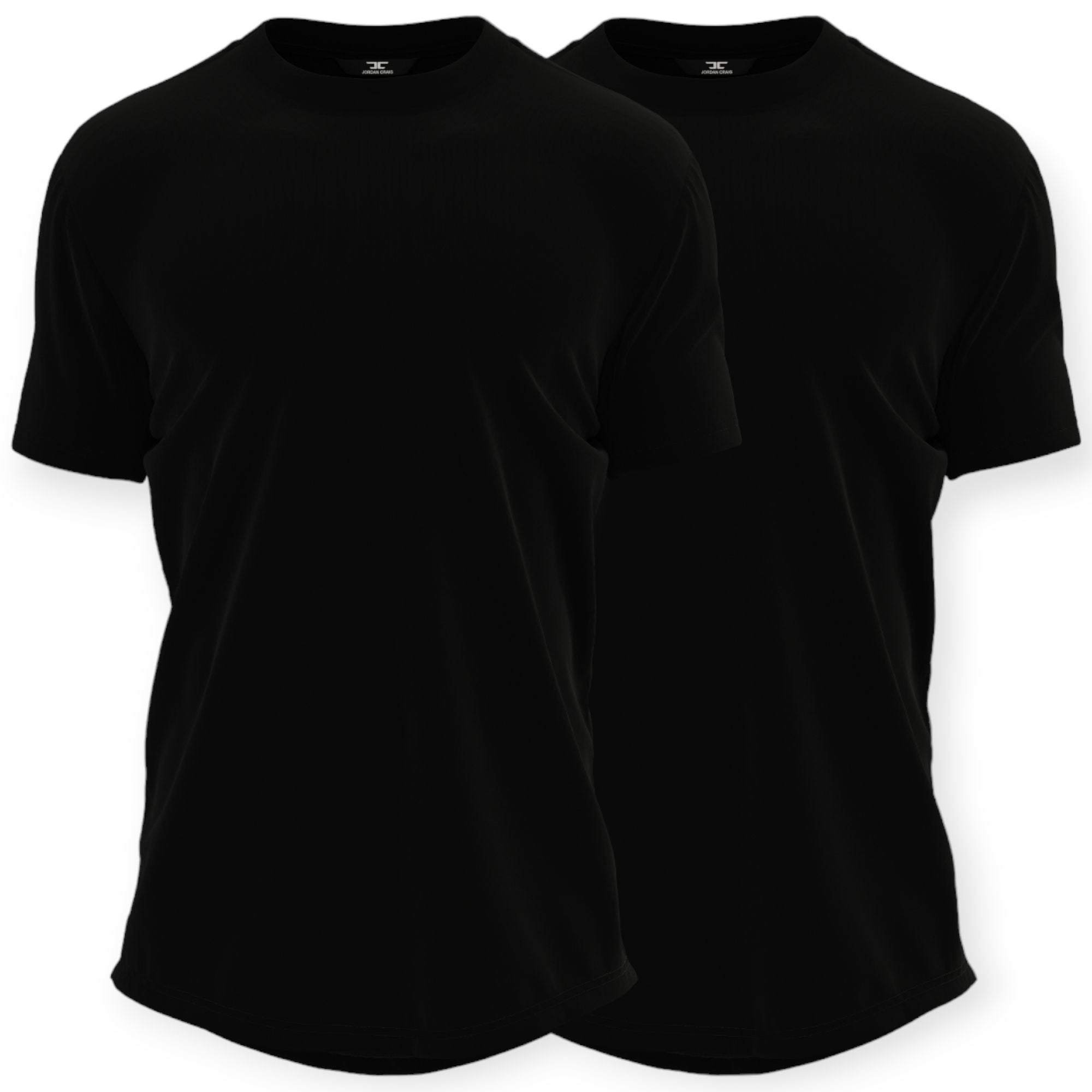 Jordan Craig Mens 8991A-2pK Two Pack Scallop Tee (All Black)-All Black-Small-Nexus Clothing