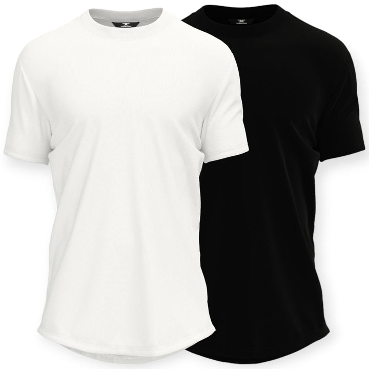 Jordan Craig Mens 8991A-2pK Two Pack Scallop Tee (Black White)-1 Black & 1 White-Small-Nexus Clothing