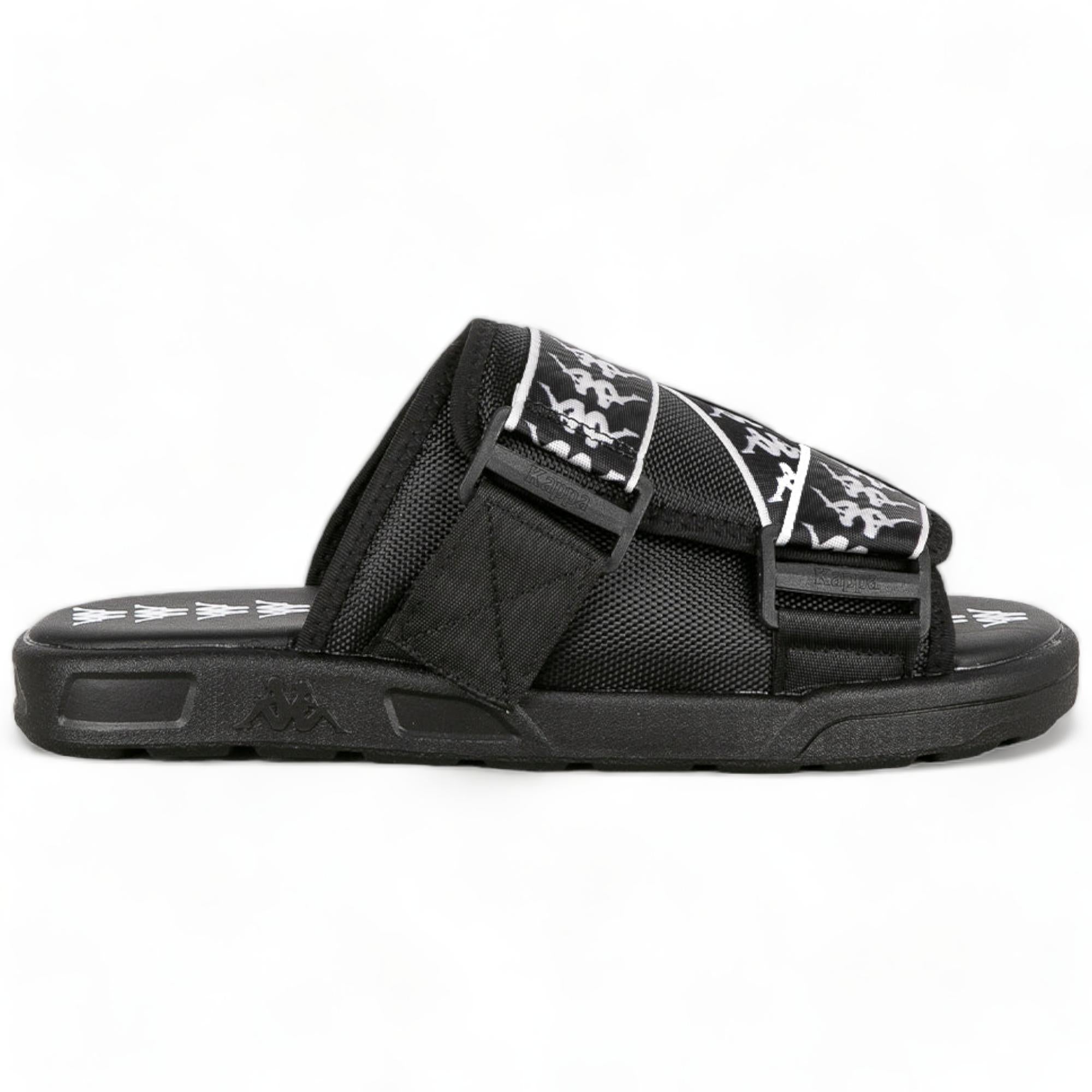 KAPPA 222 BANDA 1 SANDALS SLIDES - BLACK WHITE BLACK-Men-Footwear-Sandals & Slides-Kappa- Nexus Clothing