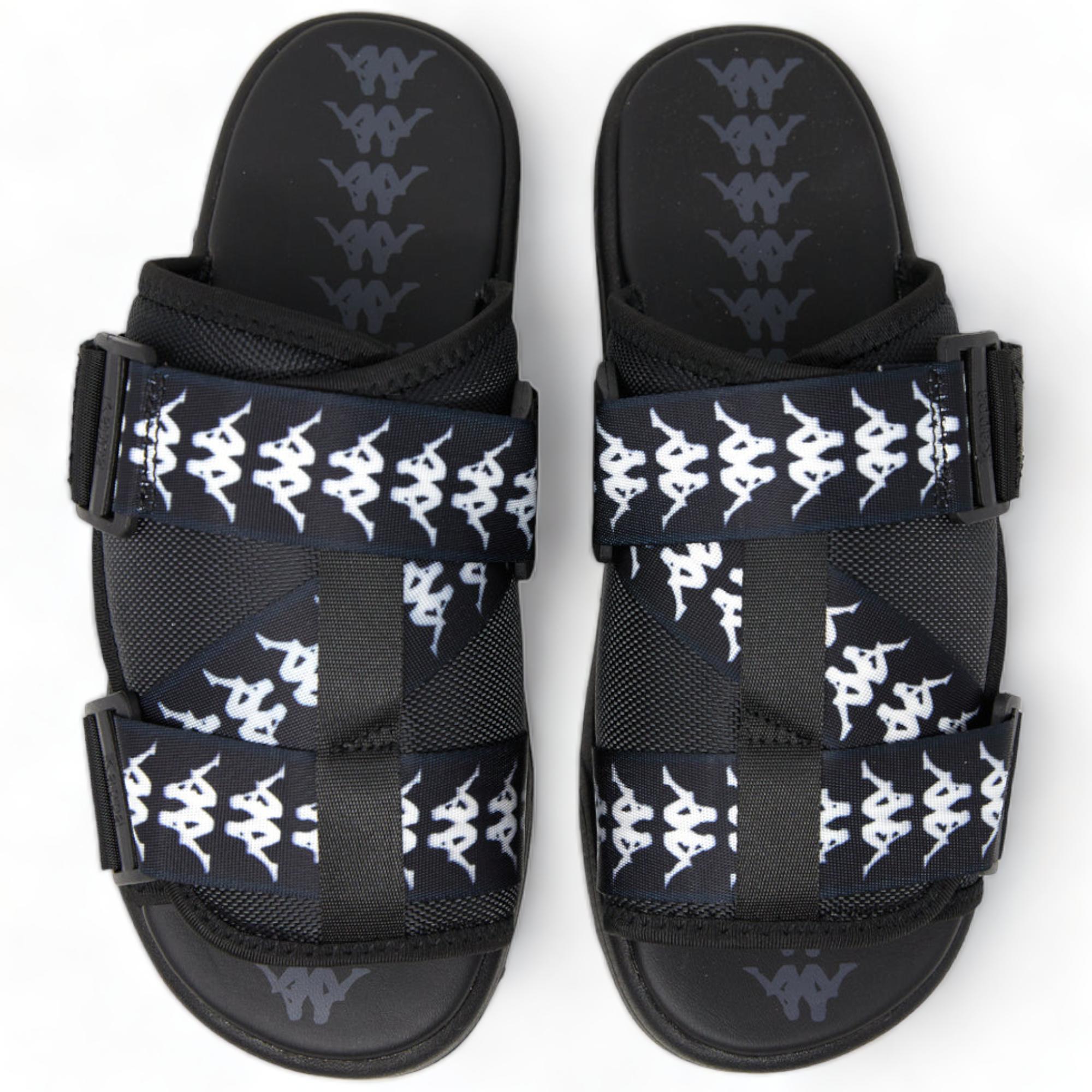 KAPPA 222 BANDA 1 SANDALS SLIDES - BLACK WHITE BLACK-Men-Footwear-Sandals & Slides-Kappa-Black White-6- Nexus Clothing