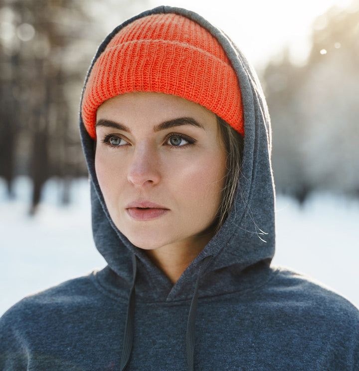 KB Ethos Men Classic Warm Winter Fisherman Beanie Hat (Neon Orange)-Nexus Clothing