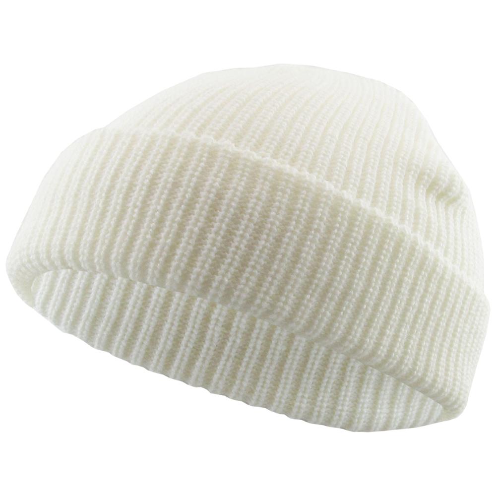 KB Ethos Men Classic Warm Winter Fisherman Beanie Hat (White)-White-OneSize-Nexus Clothing