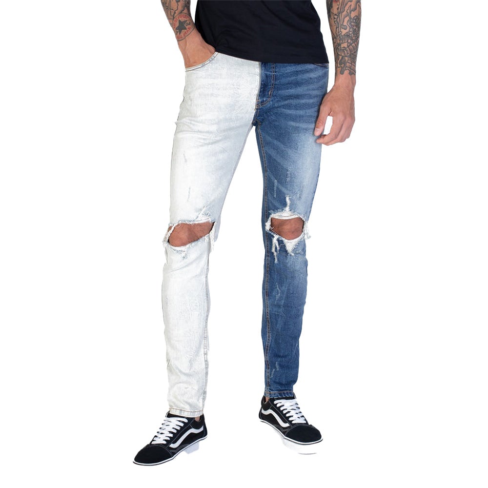 KDNK Men Contrast Jeans (Blue)-Blue-30W X 32L-Nexus Clothing