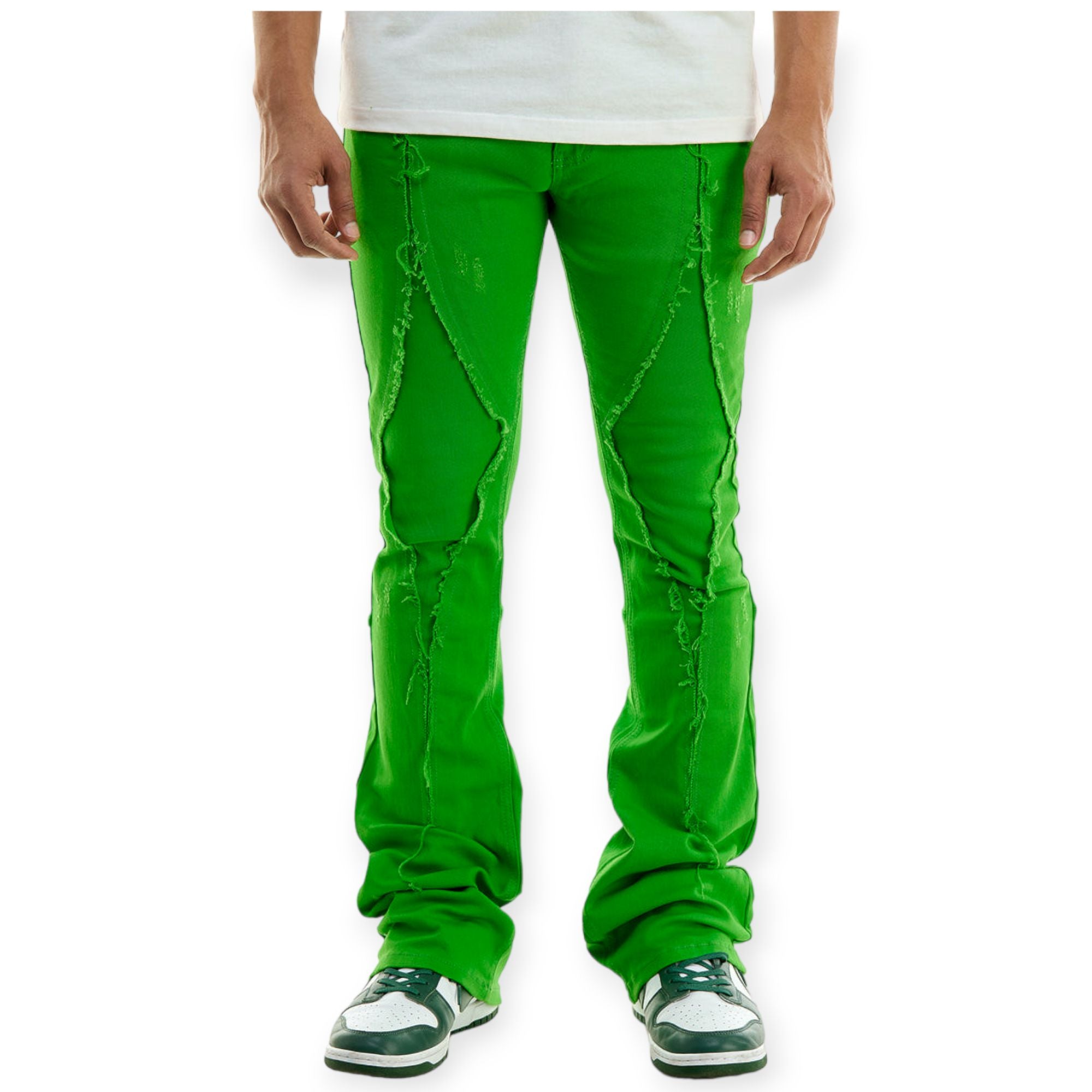KDNK Men Dia Flare Pants (Green)-Green-32W x 36L-Nexus Clothing